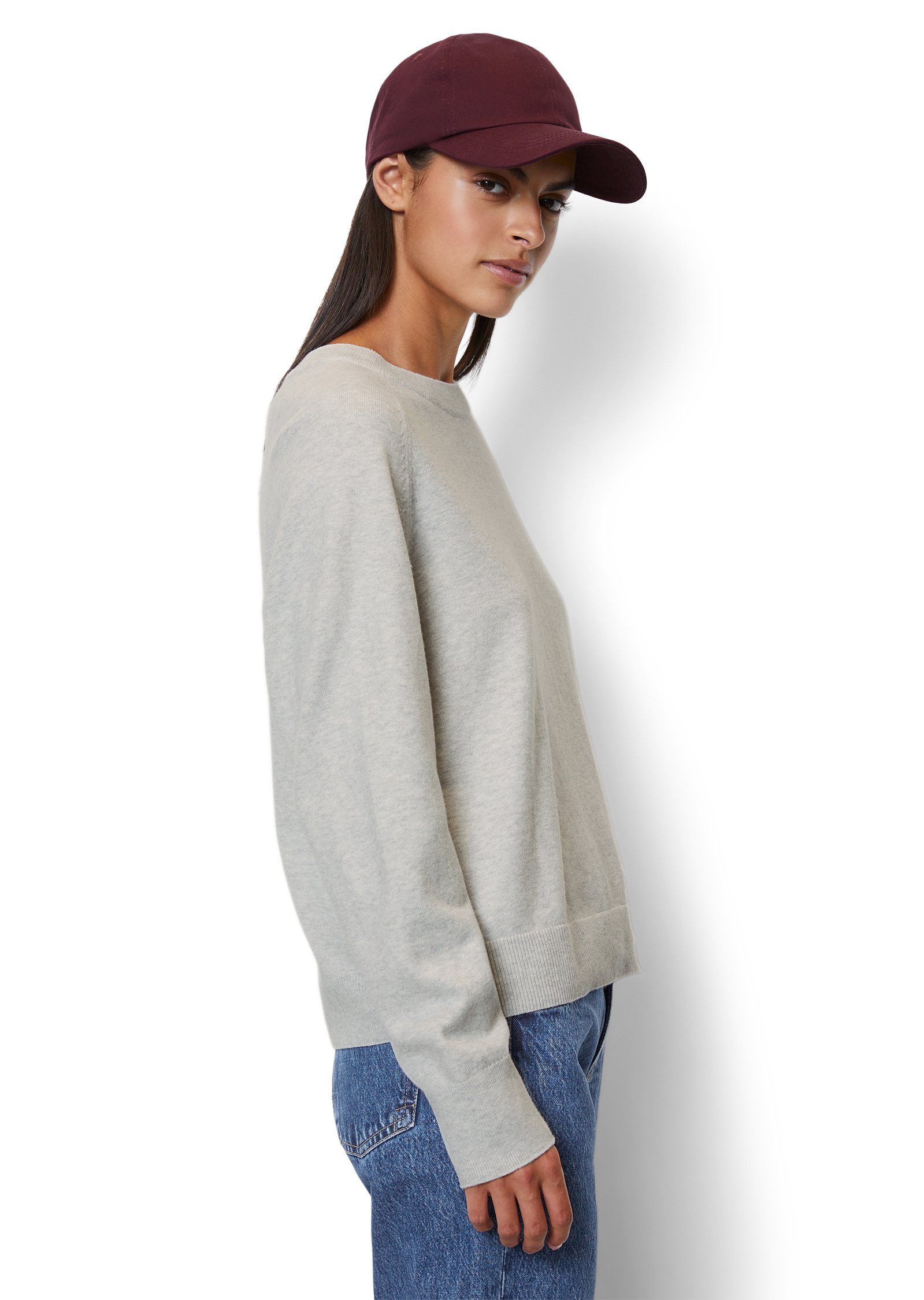 O'Polo DENIM aus Marc Soft-Cotton-Stretch grey Strickpullover