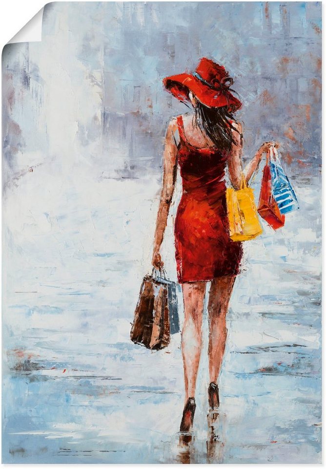Artland Wandbild Shopping-Mädchen in Rot, Modebilder (1 St), als Alubild,  Leinwandbild, Wandaufkleber oder Poster in versch. Größen