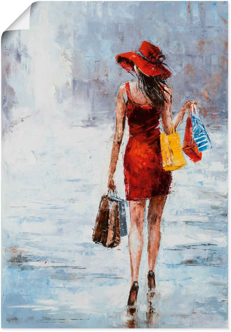 Artland Wandbild »Shopping-Mädchen in Rot«, Modebilder (1 St), in vielen Größen & Produktarten - Alubild / Outdoorbild für den Außenbereich, Leinwandbild, Poster, Wandaufkleber / Wandtattoo auch für Badezimmer geeignet