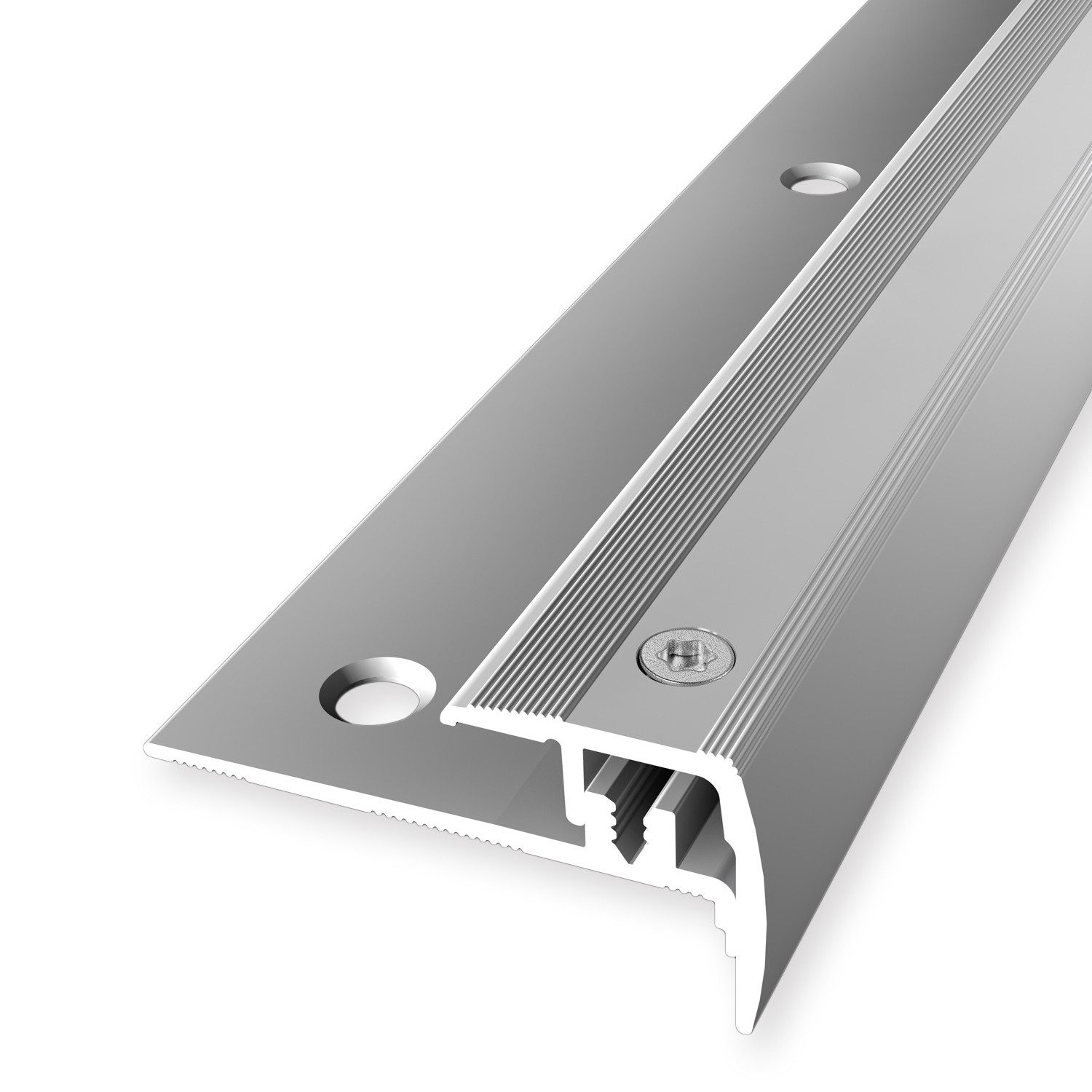 Küberit Treppenkantenprofil 21 x 21.5 x 1000 mm Winkelprofil Silber Gebohrt Aluminium