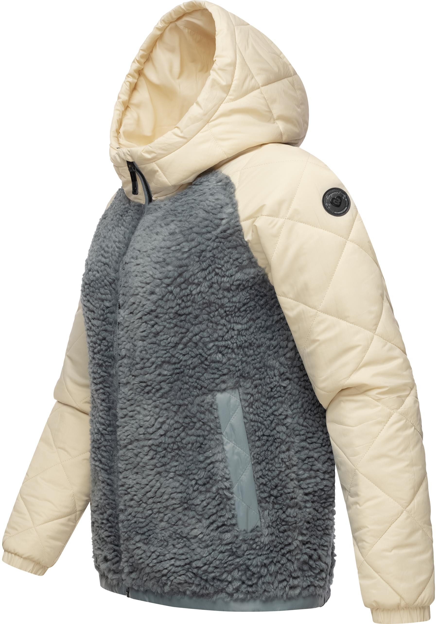 Ragwear Outdoorjacke Leeloo Damen Übergangsjacke aus Teddyfleece mit gesteppten Ärmeln – Bild 2 von 5