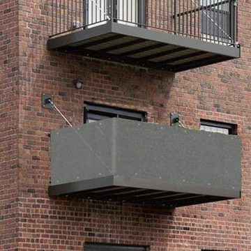 Sekey Balkonsichtschutz Balkon Sichtschutz Bespannung aus 220g/m² HDPE, dicht, Anthrazit mit Ösen, Nylon Kabelbinder und Kordel