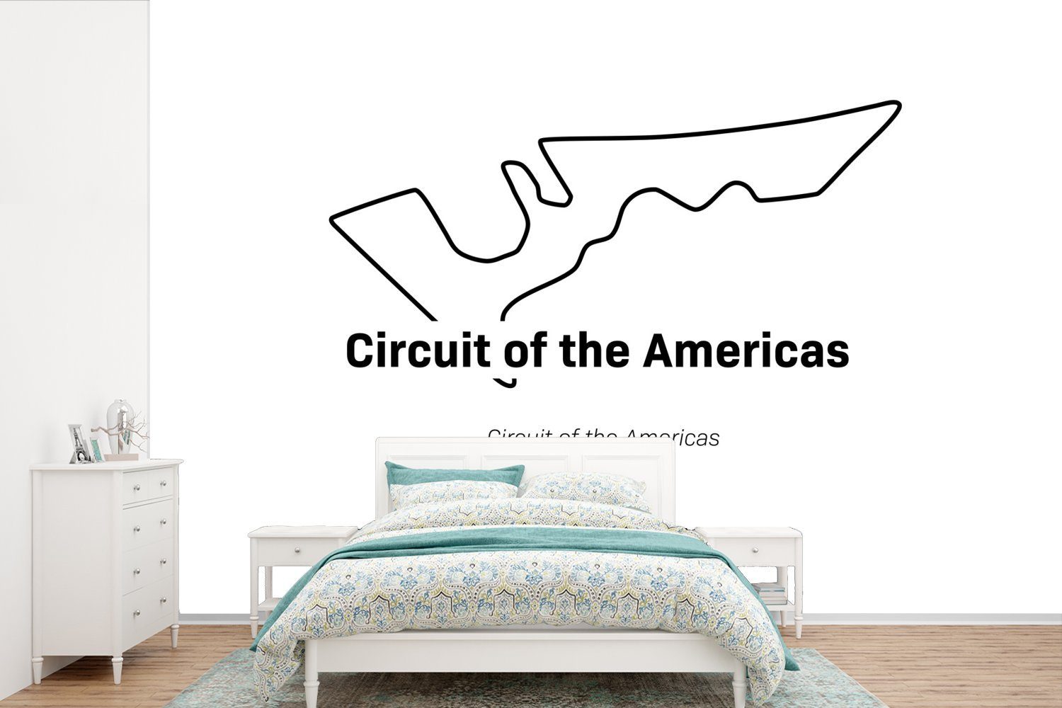 MuchoWow Fototapete Formel 1 -Amerika -Rennstrecke, Matt, bedruckt, (6 St), Wallpaper für Wohnzimmer, Schlafzimmer, Kinderzimmer, Vinyl Tapete