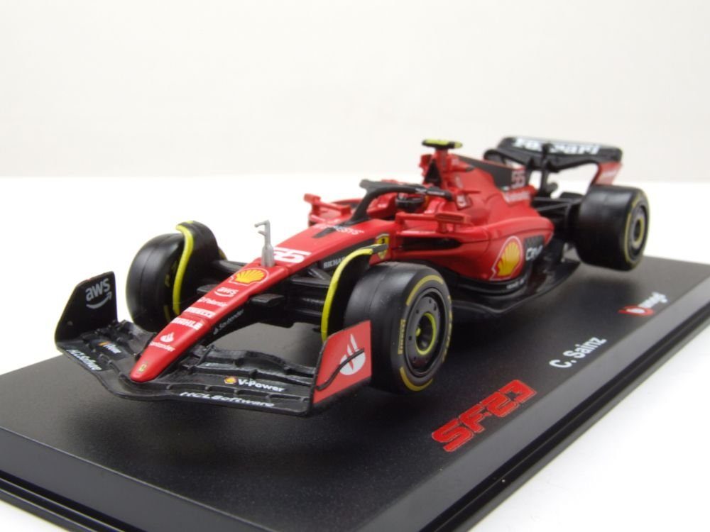 Modellauto Ferrari SF-23 #55 Formel 1 2023 rot Sainz mit Helm