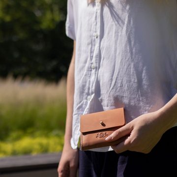 SID & VAIN Geldbörse Leder Geldbeutel Damen ELSA, Portemonnaie Echtleder für Damen, Wallet, Brieftasche hellbraun