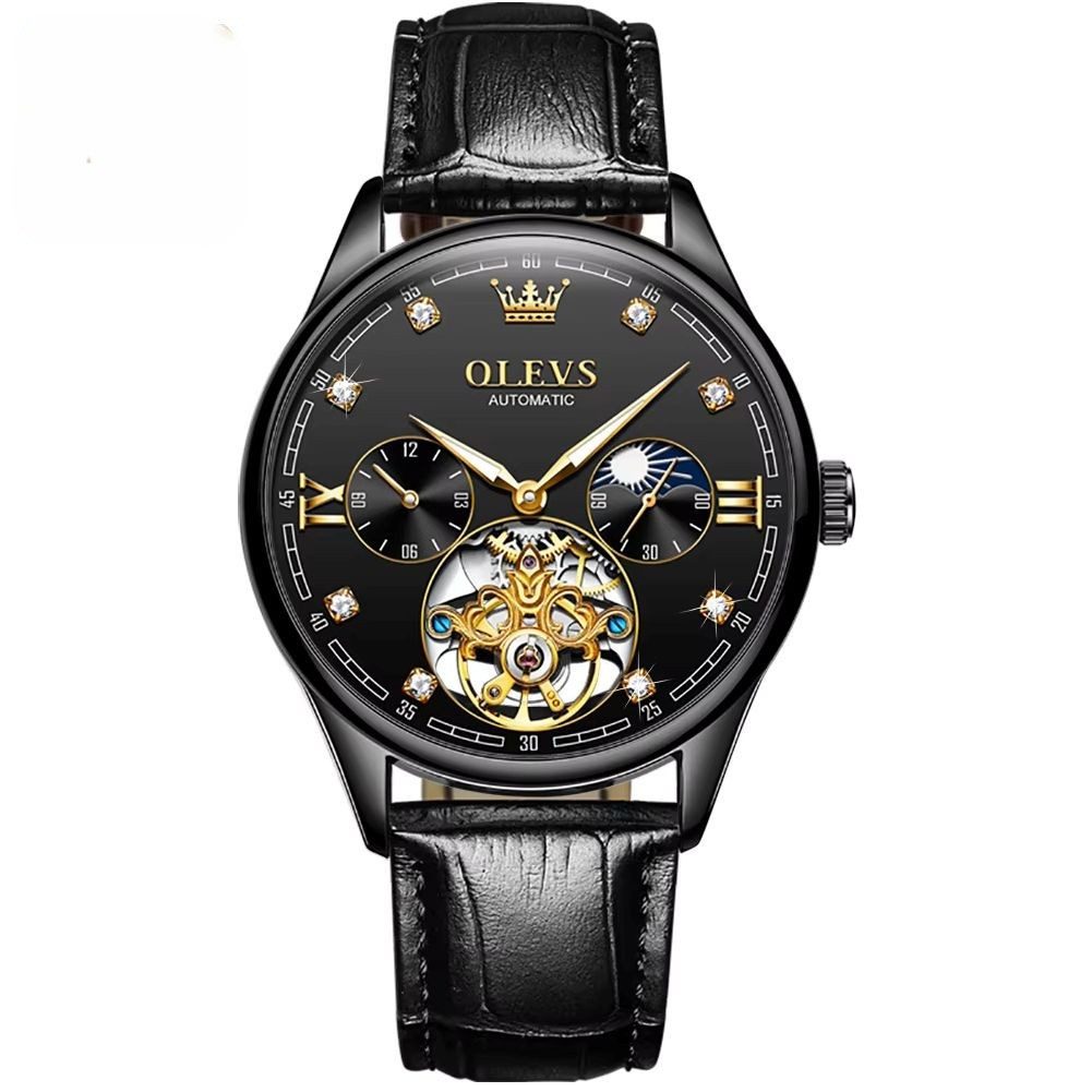 OLEVS Automatikuhr OLEVS Luxus Herrenarmbanduhr Automatik Skelett Tourbillon