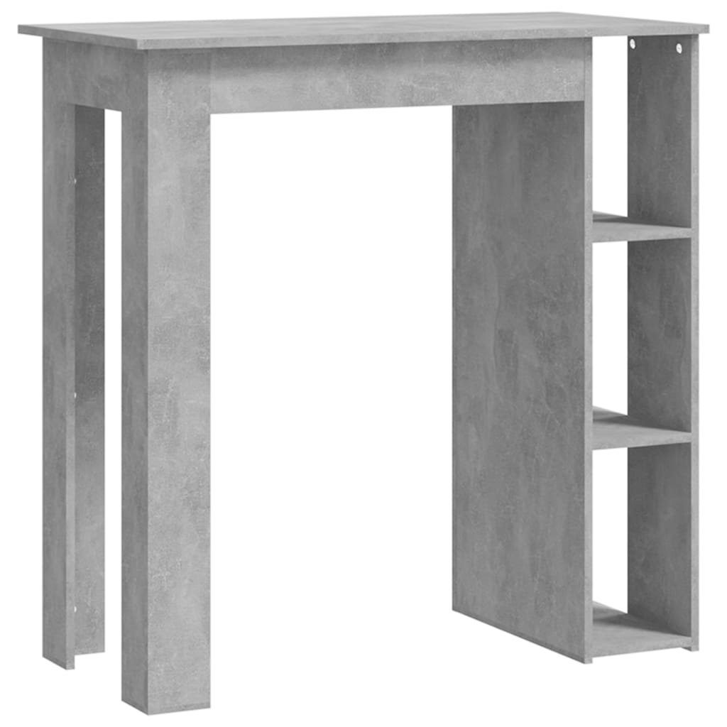 furnicato Esstisch Bartisch mit Regal (1-St) Holzwerkstoff Betongrau cm 102x50x103,5