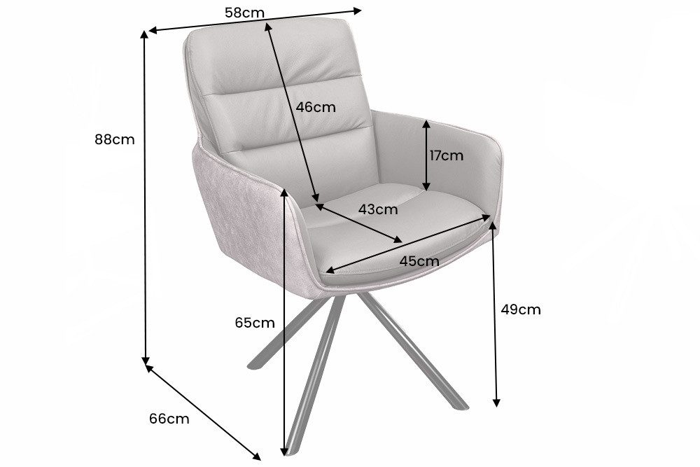 riess-ambiente Polsterstuhl BIG GEORGE grau/schwarz - Echtleder & Microfaser, mit Armlehne (Einzelartikel, 1 St), 360° drehbar für flexibles Sitzen – ideal für  – Bild 5 von 5