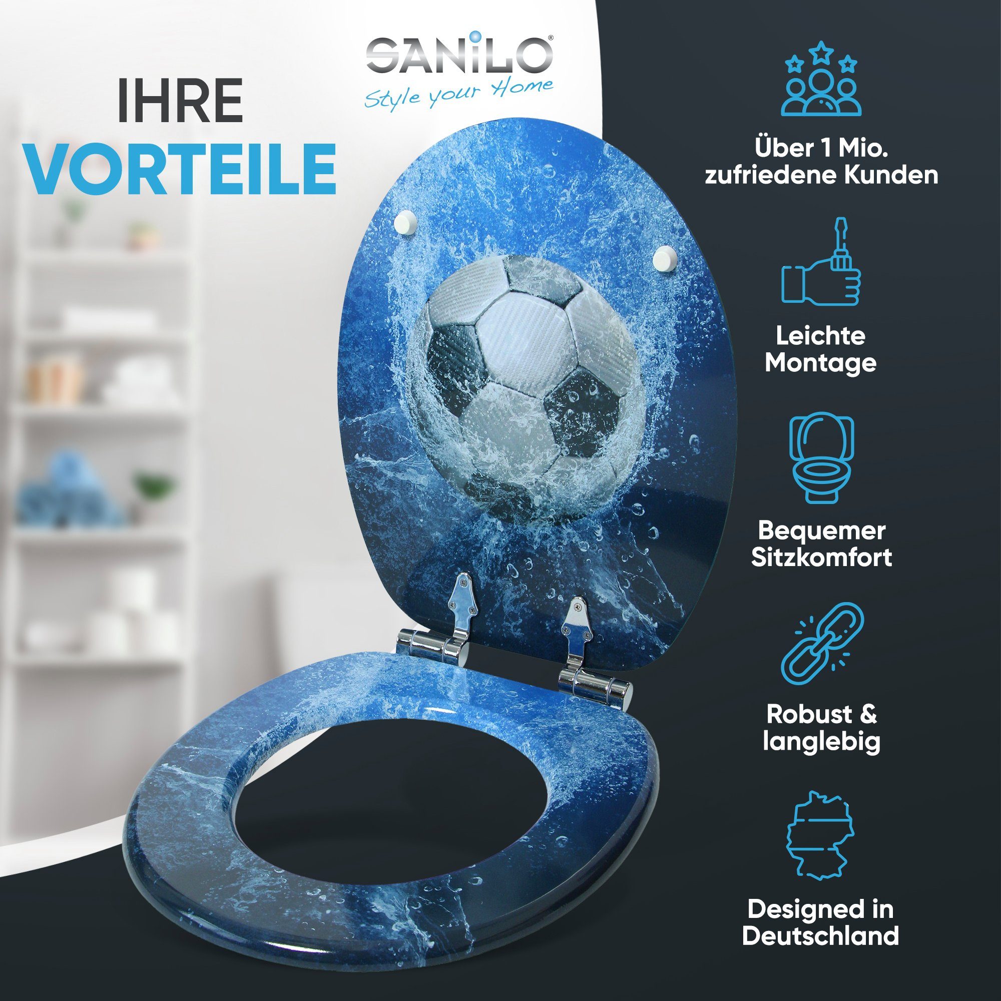 Sanilo WC-Sitz Soccer, mit Absenkautomatik, hochwertig günstig online kaufen
