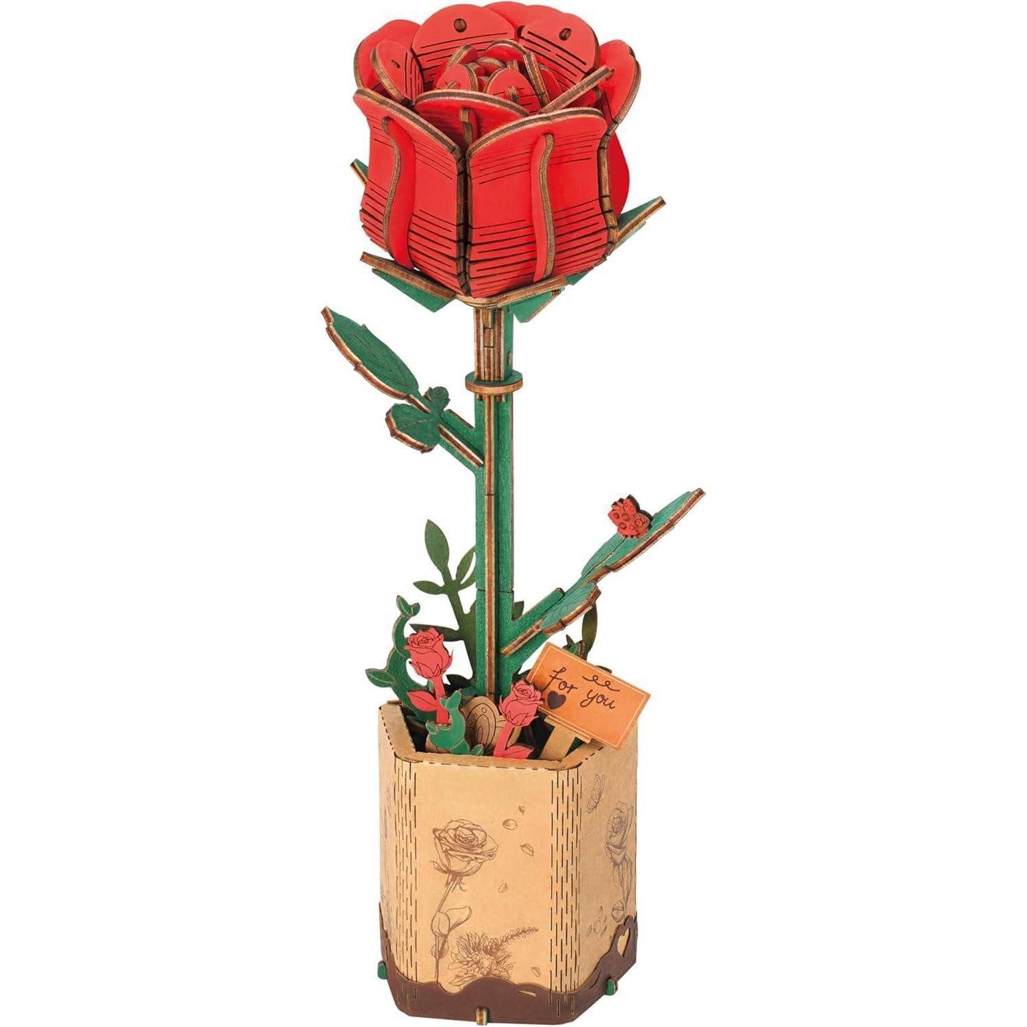 LuxusKollektion 3D-Puzzle 3D Puzzle Blumenstrauß hölzerne Blume DIY Kit Erwachsene Geschenk, Puzzleteile