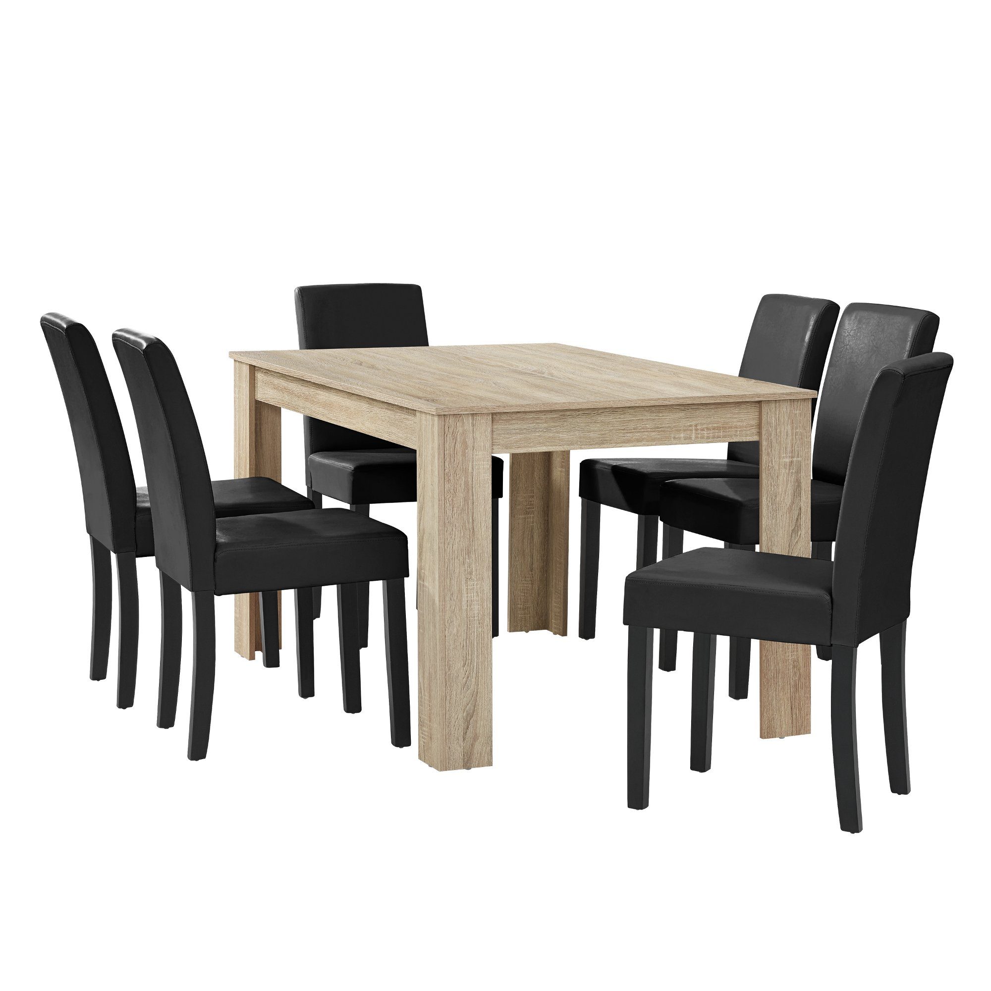 en.casa Essgruppe, (7-tlg., Esstisch mit 6 günstig online kaufen