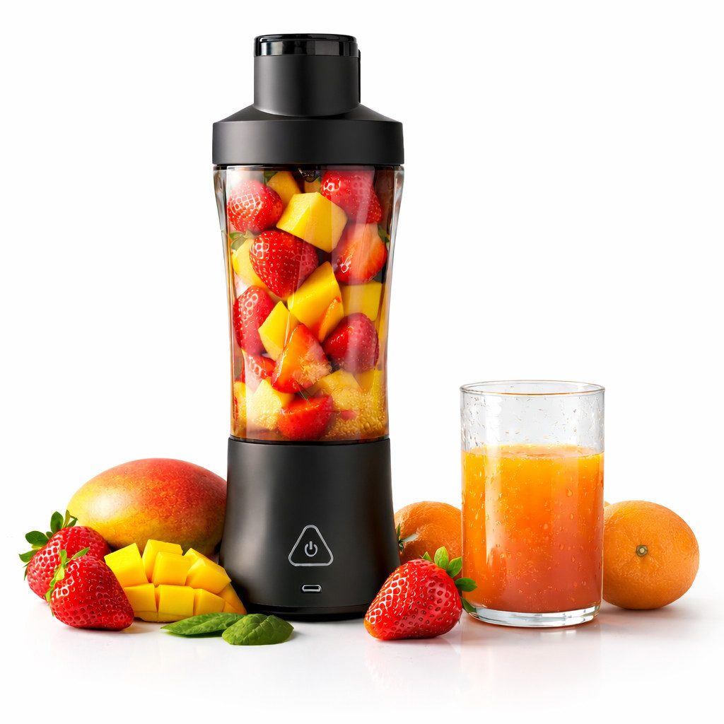 Goldstern-Tech Akku-Stabmixer Tragbarer Proteinshake Mini-Mixer mit Akku, 240 W, To-Go Smoothie Maker Standmixer 6000 mAh, 650 ml, 6 Klingen