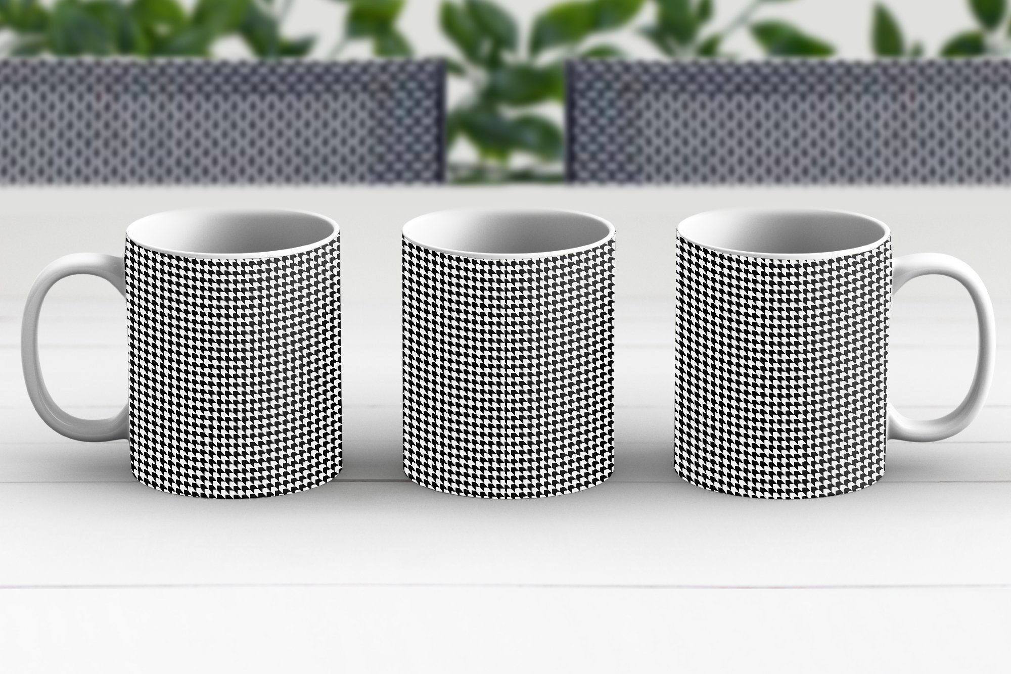 Design MuchoWow Schwarz Muster, - Teetasse, Kaffeetassen, - Geometrie Geschenk - Tasse Becher, Keramik, Teetasse, Weiß -