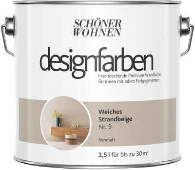 SCHÖNER WOHNEN-Kollektion Wandfarbe Designfarben, 2,5 Liter, Weiches Stranbeige Nr. 9, hochdeckende Premium-Wandfarbe