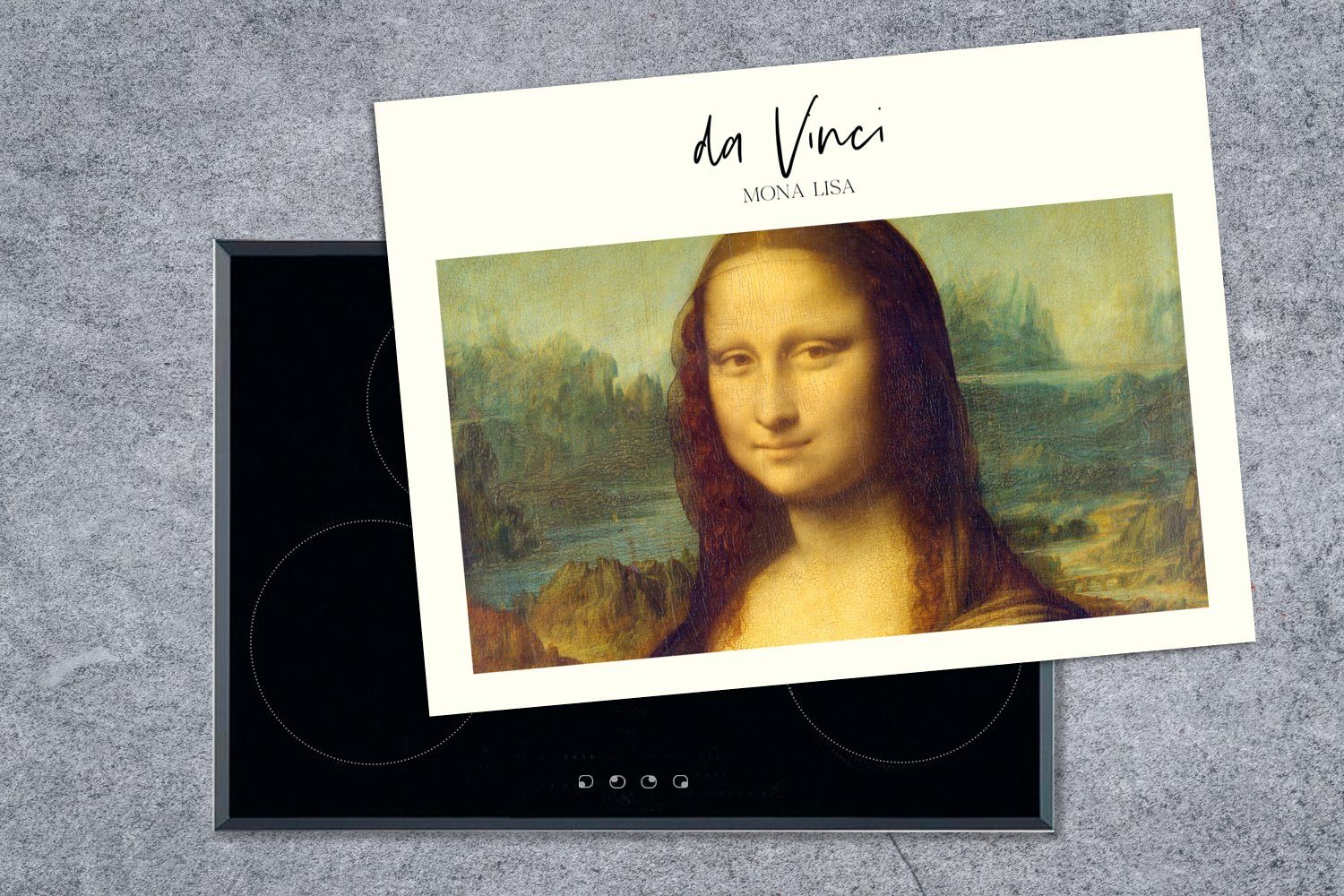 Lisa Vinci, nutzbar, Ceranfeldabdeckung Mobile Mona Herdblende-/Abdeckplatte - Da Arbeitsfläche Vinyl, tlg), cm, MuchoWow 70x52 Kunst - (1