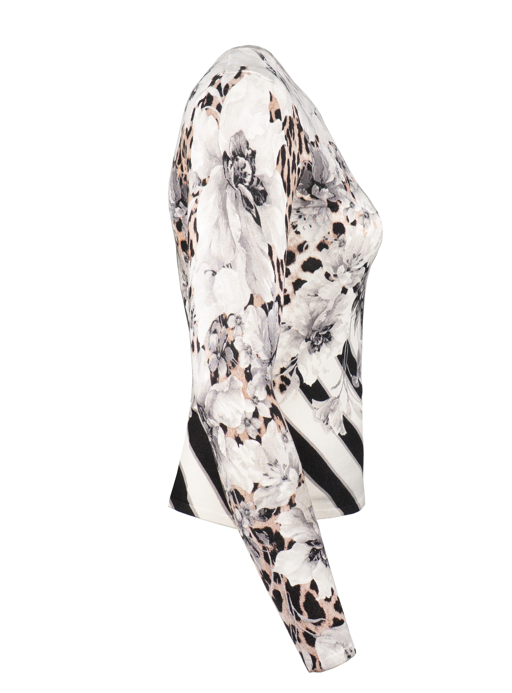 Passioni Strickpullover mit Leopardenmuster mit abstrakten Blumen günstig online kaufen