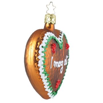 INGE-GLAS® Christbaumschmuck INGE-GLAS® Weihnachts-Glasanhänger Lebkuchen-Herz I mog di (1-tlg)