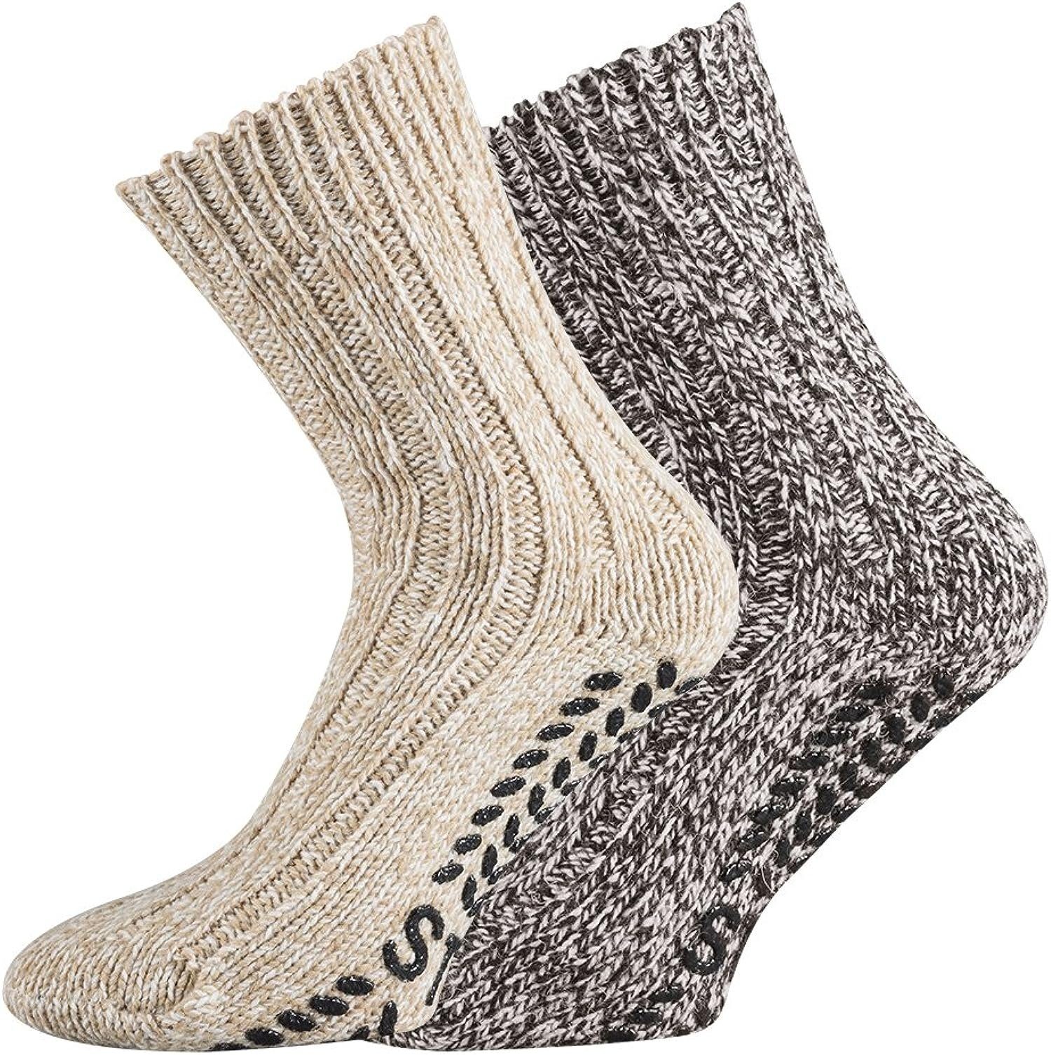 TippTexx 24 ABS-Socken 2 Paar warme ABS-Stopper-Norweger-Socken EIN ECHTER HAUSSCHUH-ERSATZ Braun/Beigetöne