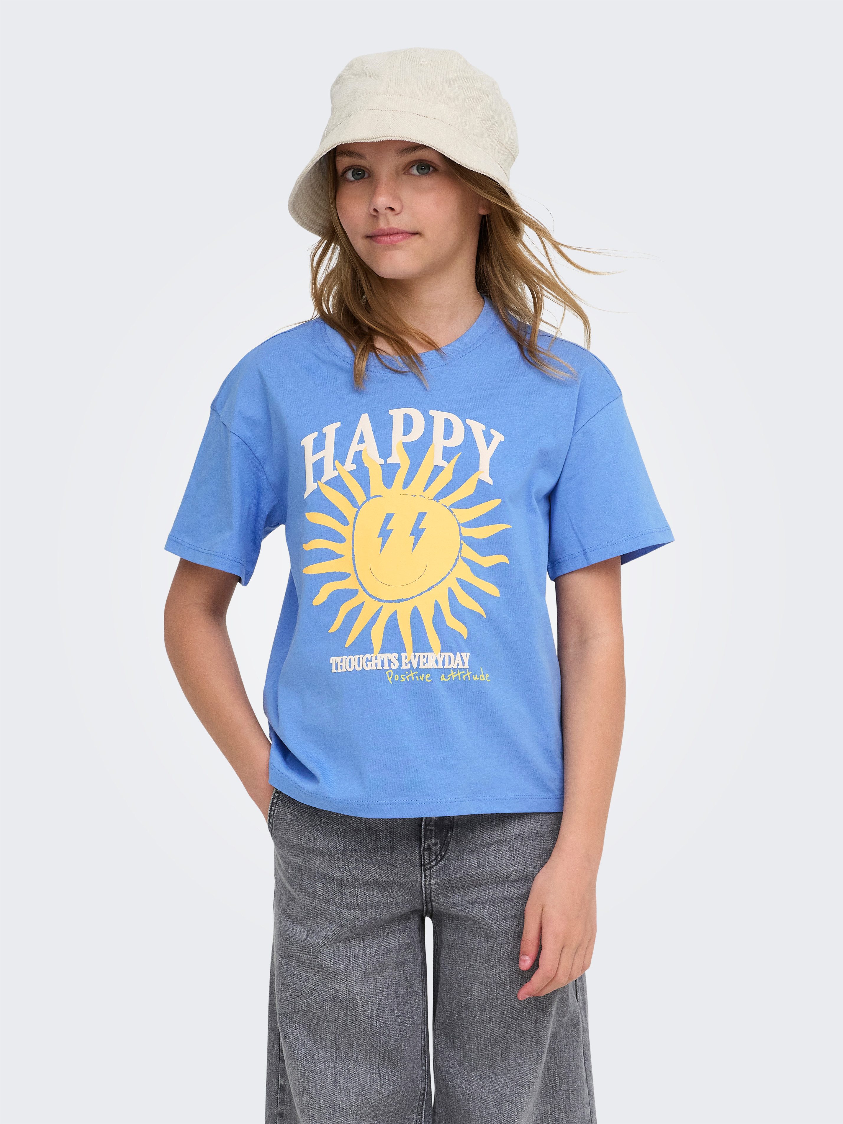 KIDS ONLY T-Shirt KOGROSITA LIFE S/S LOOSE PRINT TOP JRS mit gute Laune-Motiven