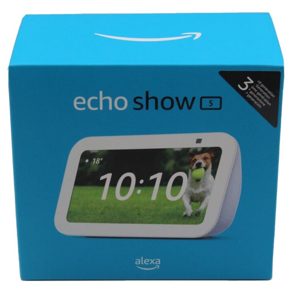 Amazon Echo Show 5 3. Generation 2023 Smart Speaker (WLAN (WiFi), Bluetooth, Bluetooth, mit Sprachsteuerung, Mikrofon- / Kamera-aus-Taste)