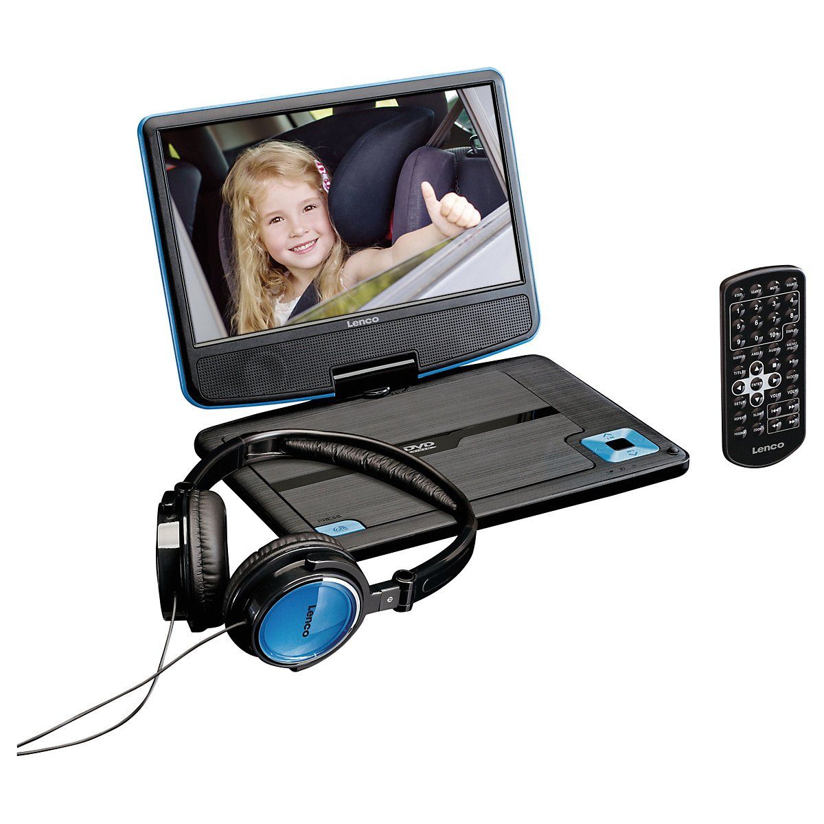 Lenco DVP-910BU - tragbarer 9" DVD-Player mit fester DVD-Player
