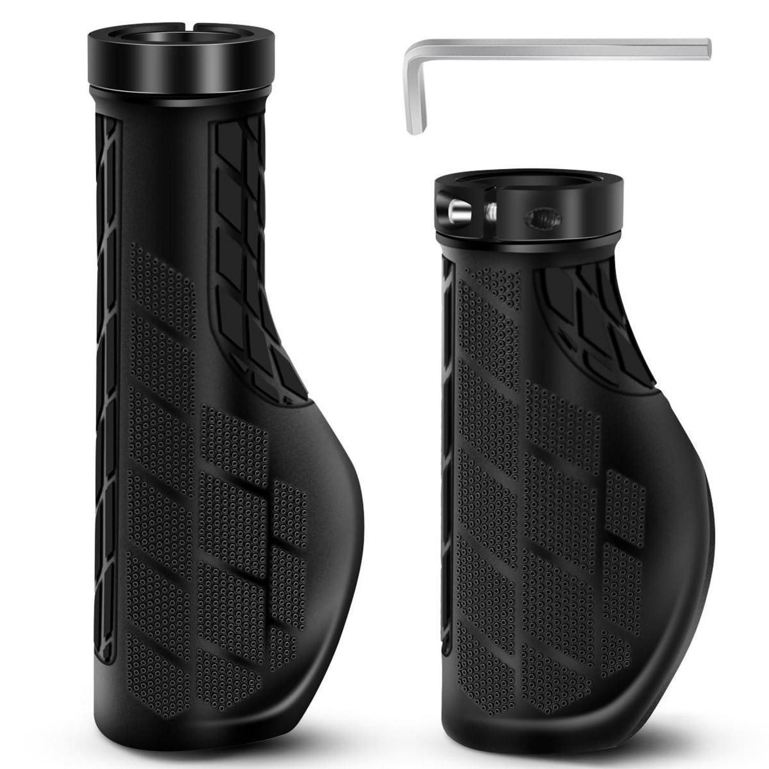 LuxusKollektion Fahrradlenkergriff Fahrradgriffe 22mm Gummi Lenker MTB Mountainbike Schwarz (130mm+90mm) (1-St)