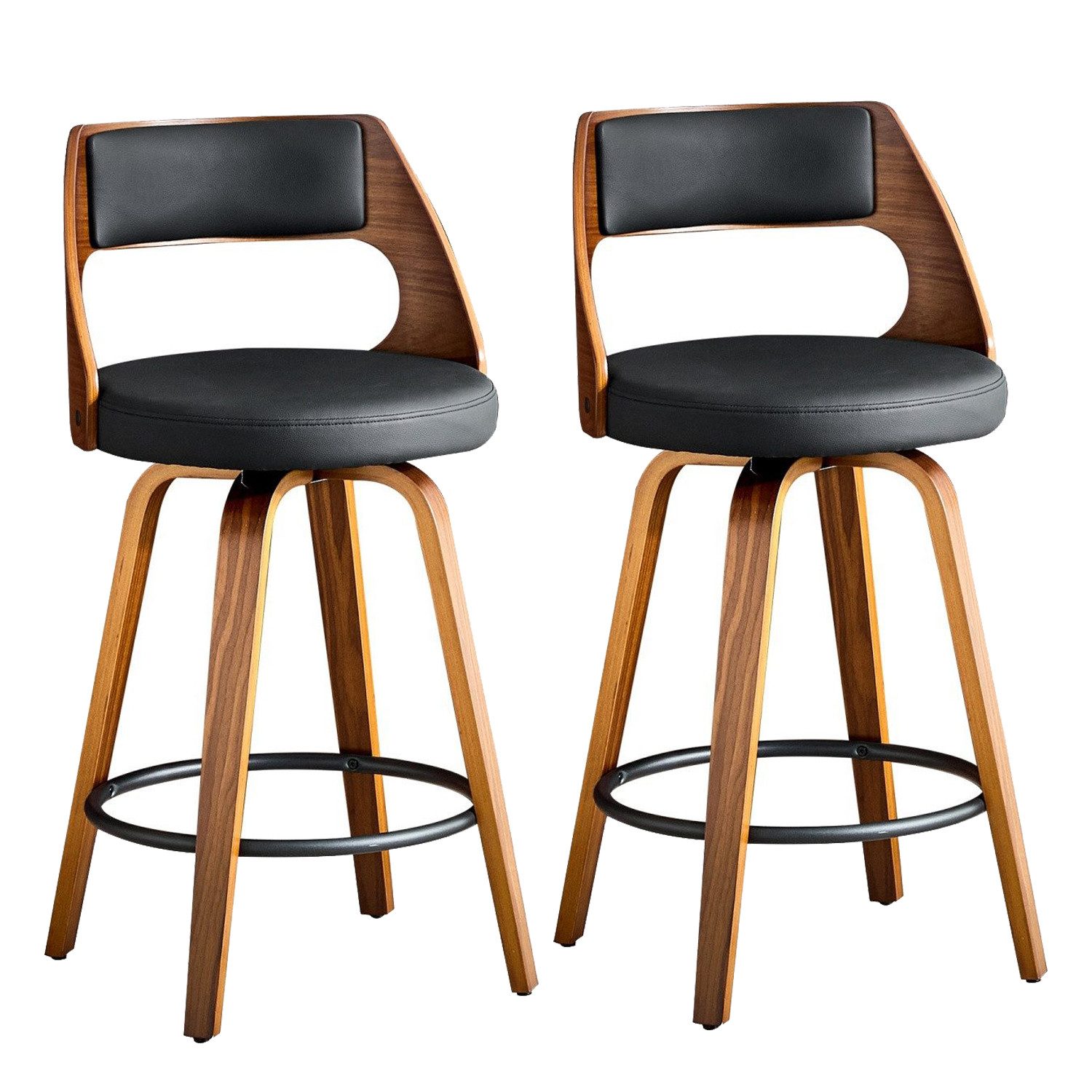 ANYSUN Barhocker 2er Set Barstühle mit Rückenlehne,360° Drehbare Hocker mit Fußstütze (Holzgestell, 66.5 cm Sitzhöhe, Tresenhocker), Barhocker ideal für Bars, Küchen, Cafés oder Esstisch.Kücheninseln