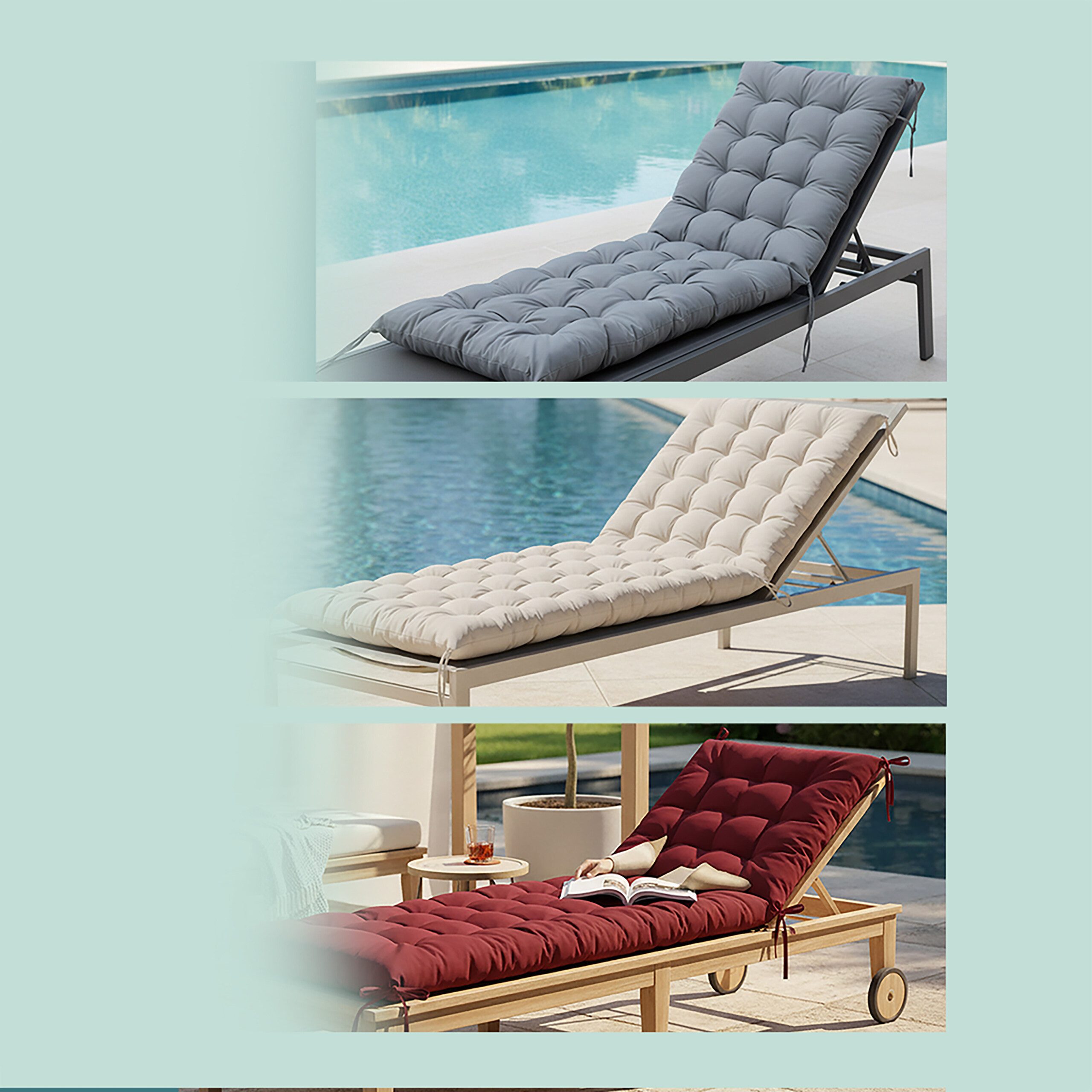 relaxdays Bankauflage Gesteppte Bankauflage, (1 St), rot, 180 x 70 cm – Bild 5 von 5