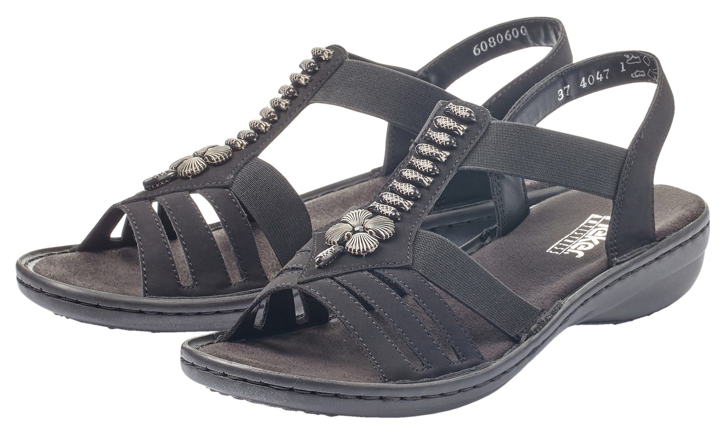 Rieker Riemchensandale Sommerschuh, Sandalette, Keilabsatz, mit schöner Verzierung