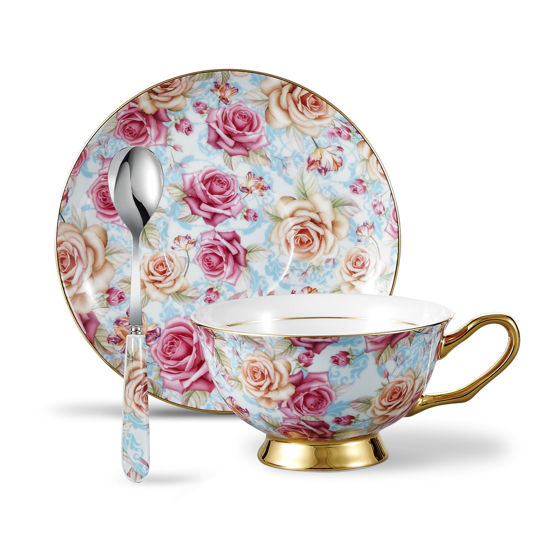 Panbado Tasse BC-CC, Porzellan, 1-tlg Kaffeetasse mit Untertasse Rose | Teetassen