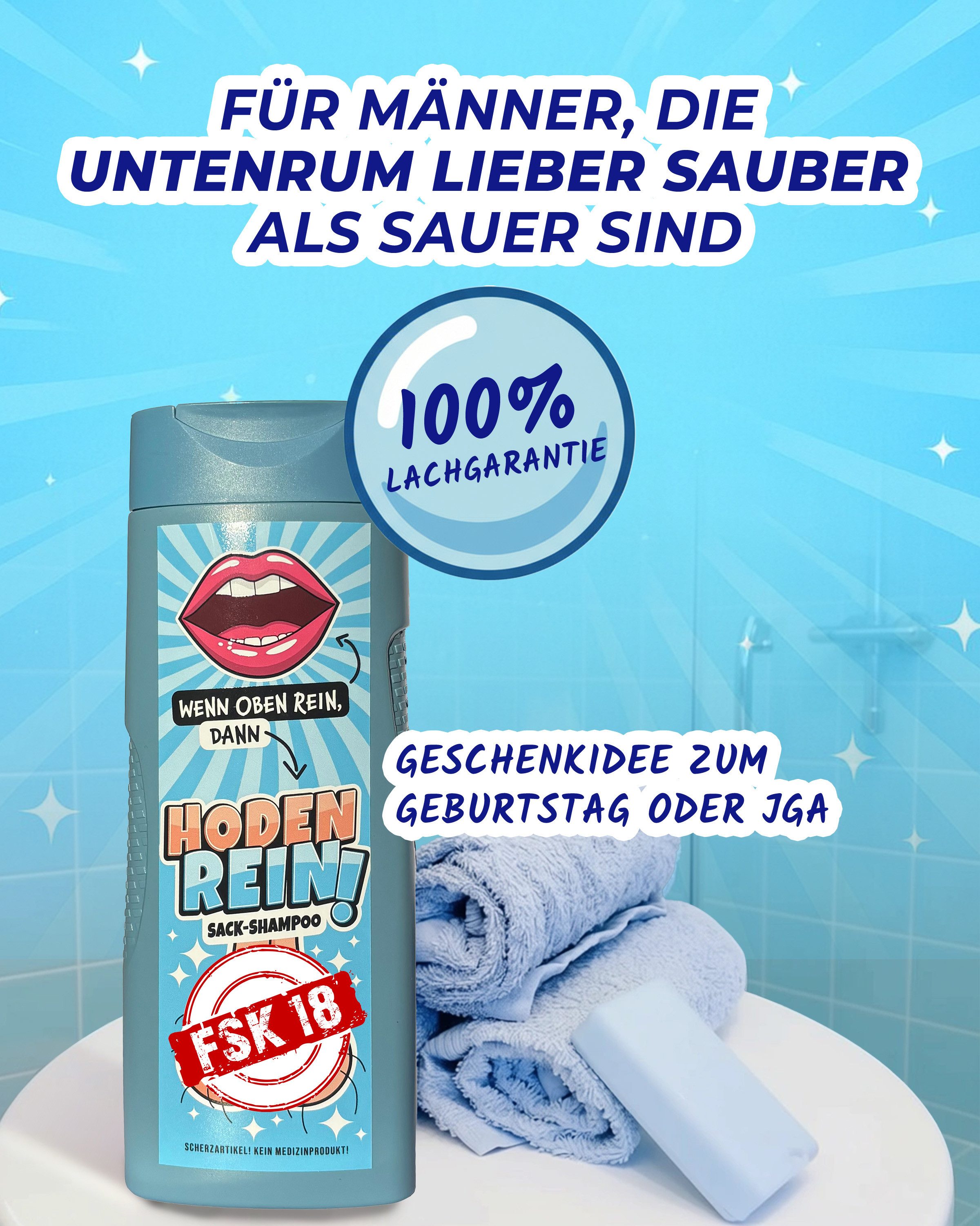 Deggelbam Duschgel HodenRein – Lustiges Männergeschenk mit Humor - Penis, Geschenkidee - lustiges Geschenk für Freund, Mann oder Kumpel