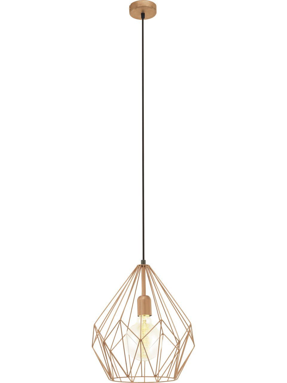 EGLO LED Pendelleuchte Eglo Pendelleuchte Carlton kupfer Ø 31 cm E27, Ohne Leuchtmittel, Nicht dimmbar nicht Smart Home-fähig ohne Bewegungsmelder