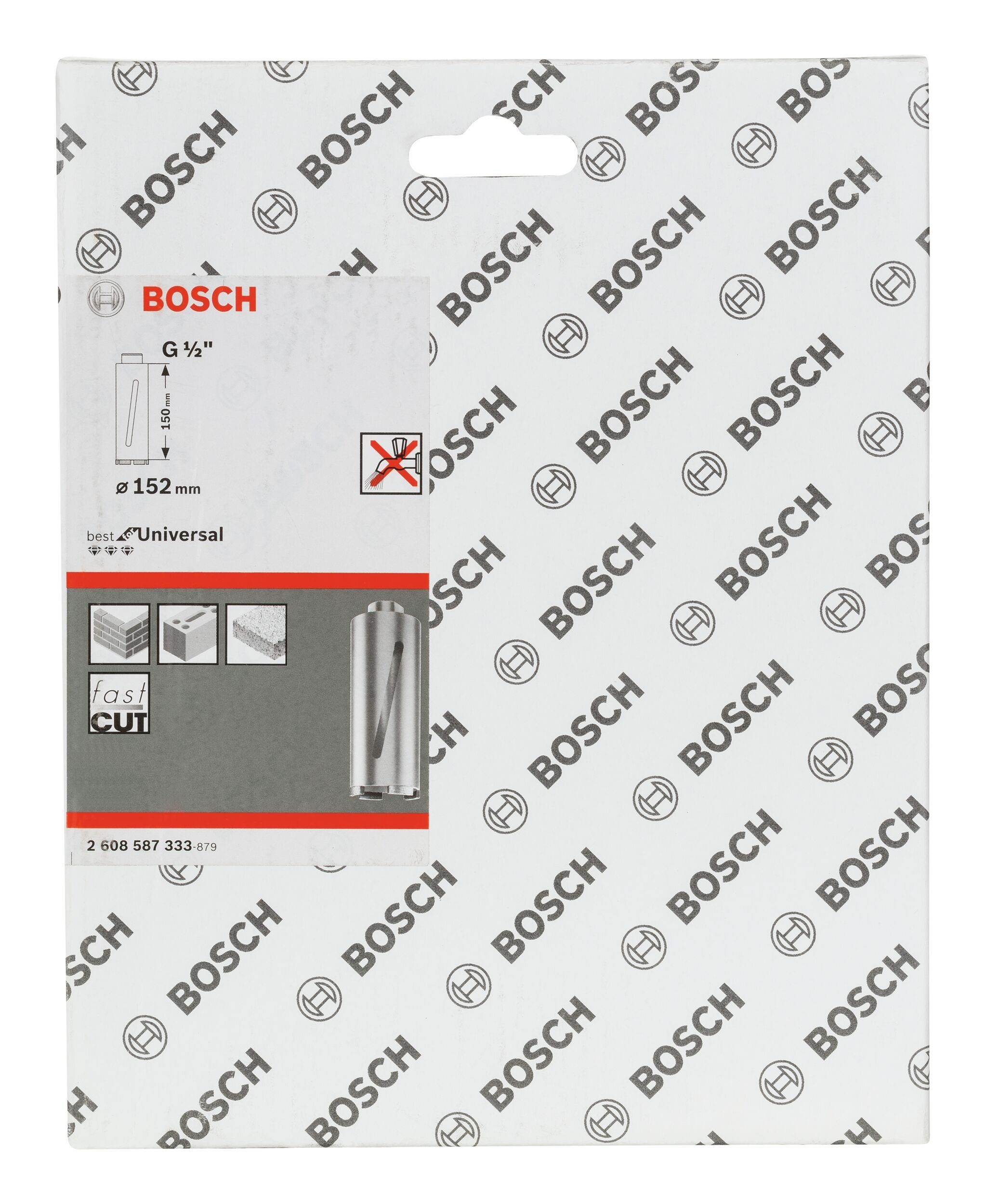 BOSCH Bohrkrone, 152 mm, Diamanttrockenbohrkrone Ø for x Universal 152 7 Best - G1/2" Segmente