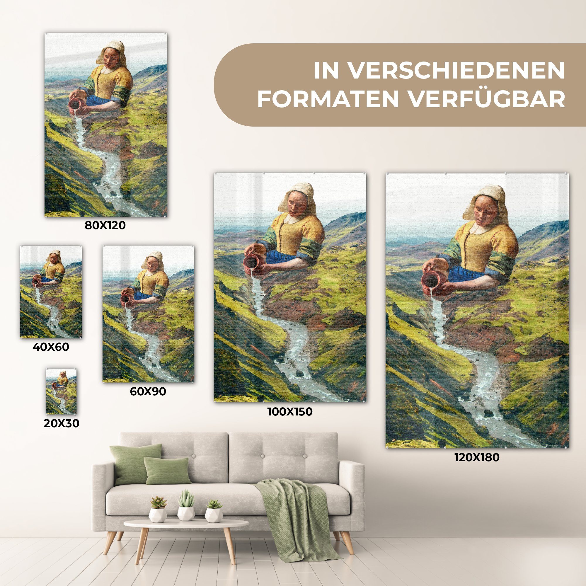 Milchmädchen Vermeer, Bilder Wandbild Glasbilder Glas Natur auf - St), auf - Glas Acrylglasbild (1 - - - MuchoWow Foto Wanddekoration