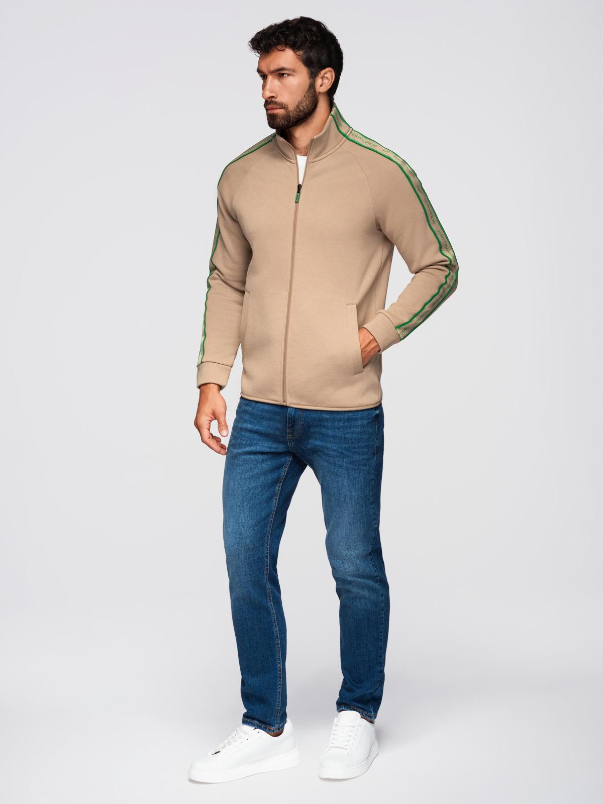 OMBRE Sweatjacke Herren-Sweatjacke mit Streifenbändern und hohem Stehkragen