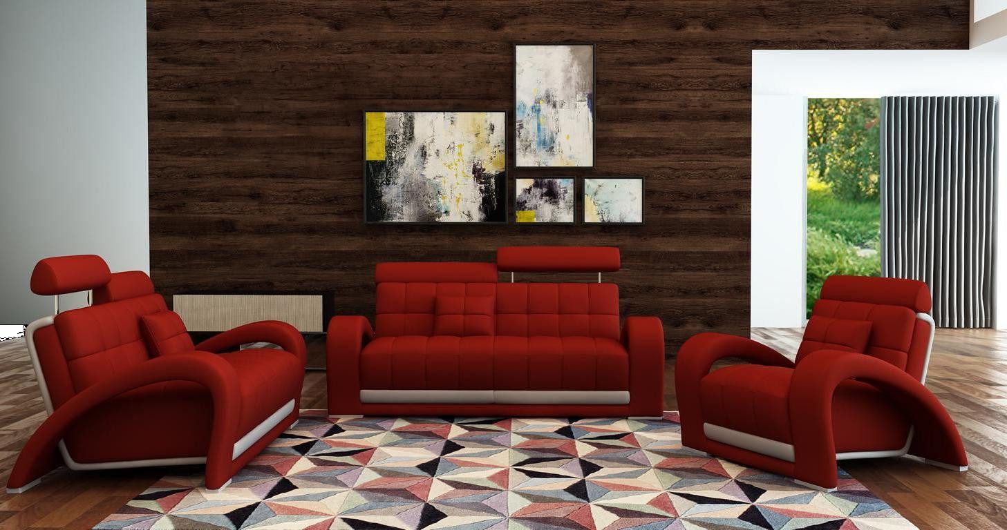 Xlmoebel Polstergarnitur Elegante Ledersofagarnitur in modernem Design für gemütliche Abende, (Sofagarnitur 2232), Hergestellt in Europa