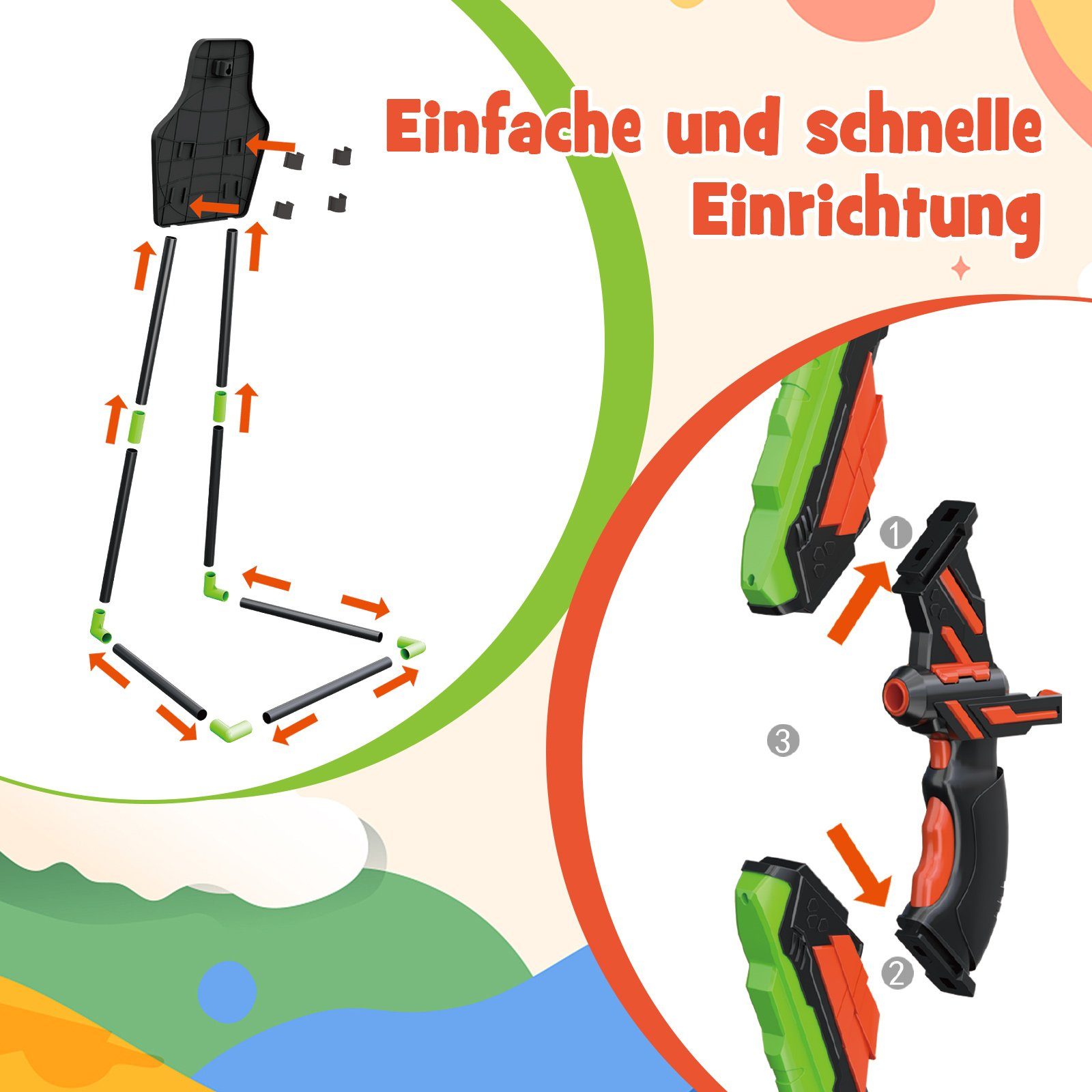 COSTWAY Kinderbogenset Boden und Pfeil Set, 20 Pfeilen, 2 Köchern