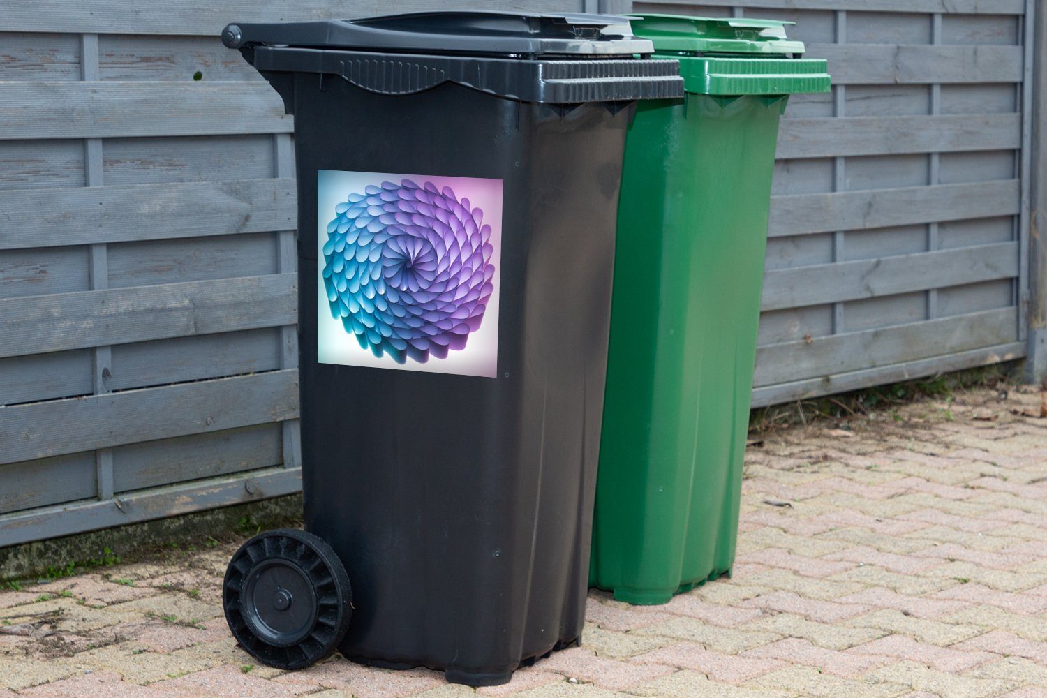 Mülltonne, St), Wandsticker und Mülleimer-aufkleber, Geometrie Abfalbehälter Sticker, MuchoWow (1 blaues Container, Lila Papier