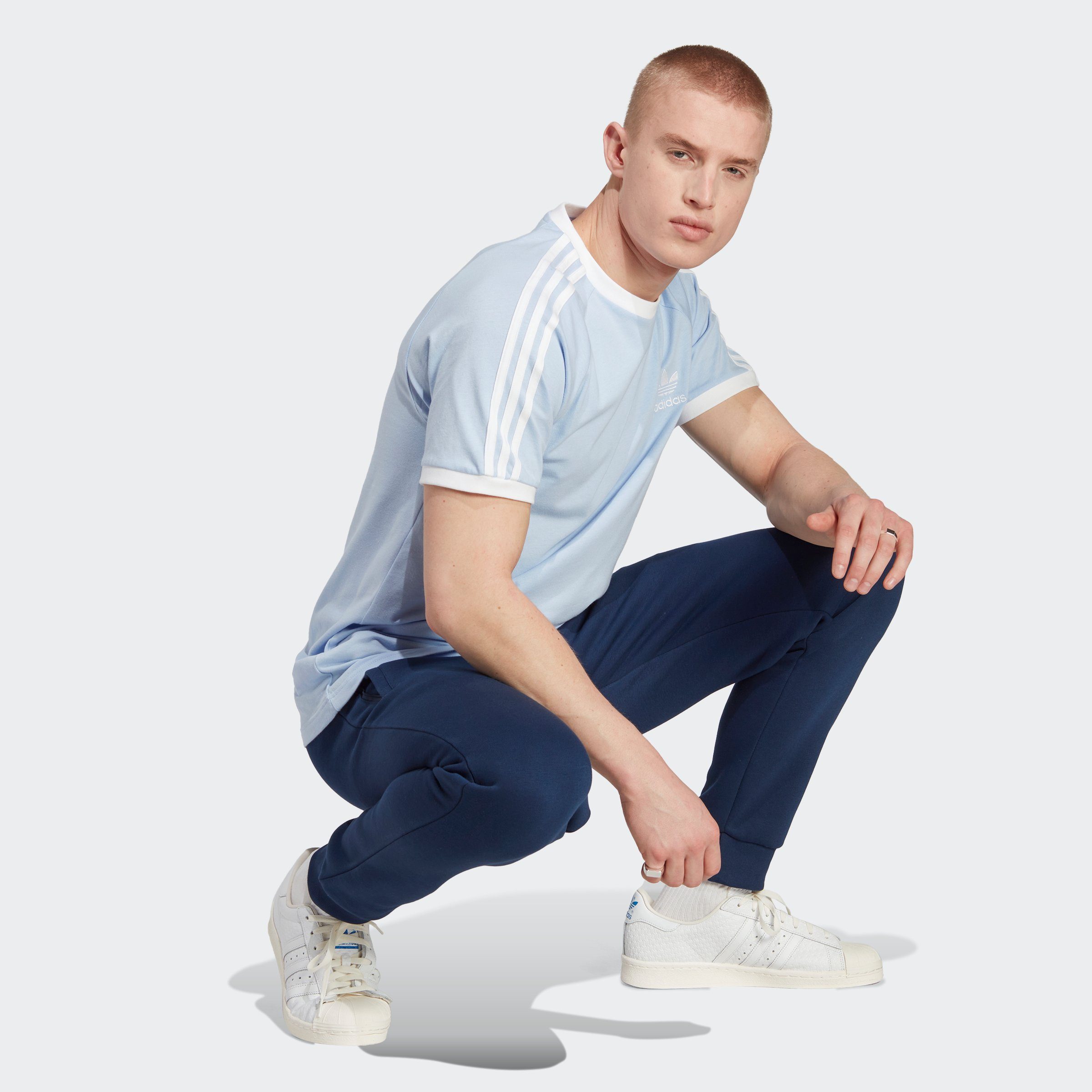 Dawn Blue adidas TEE 3-STRIPES Originals T-Shirt