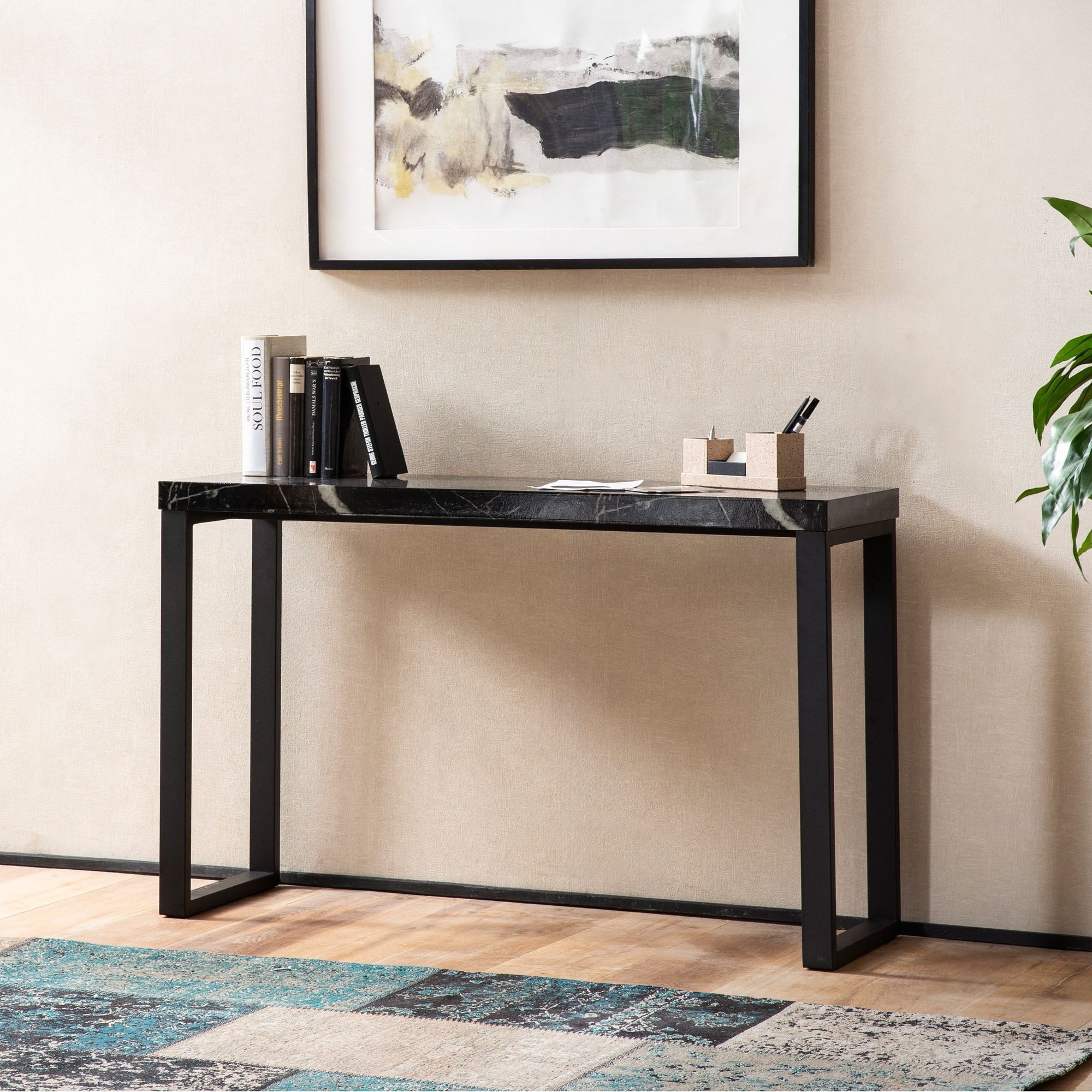 FINEBUY Konsolentisch FB103276 (Marmor-Optik Schwarz 120 günstig online kaufen
