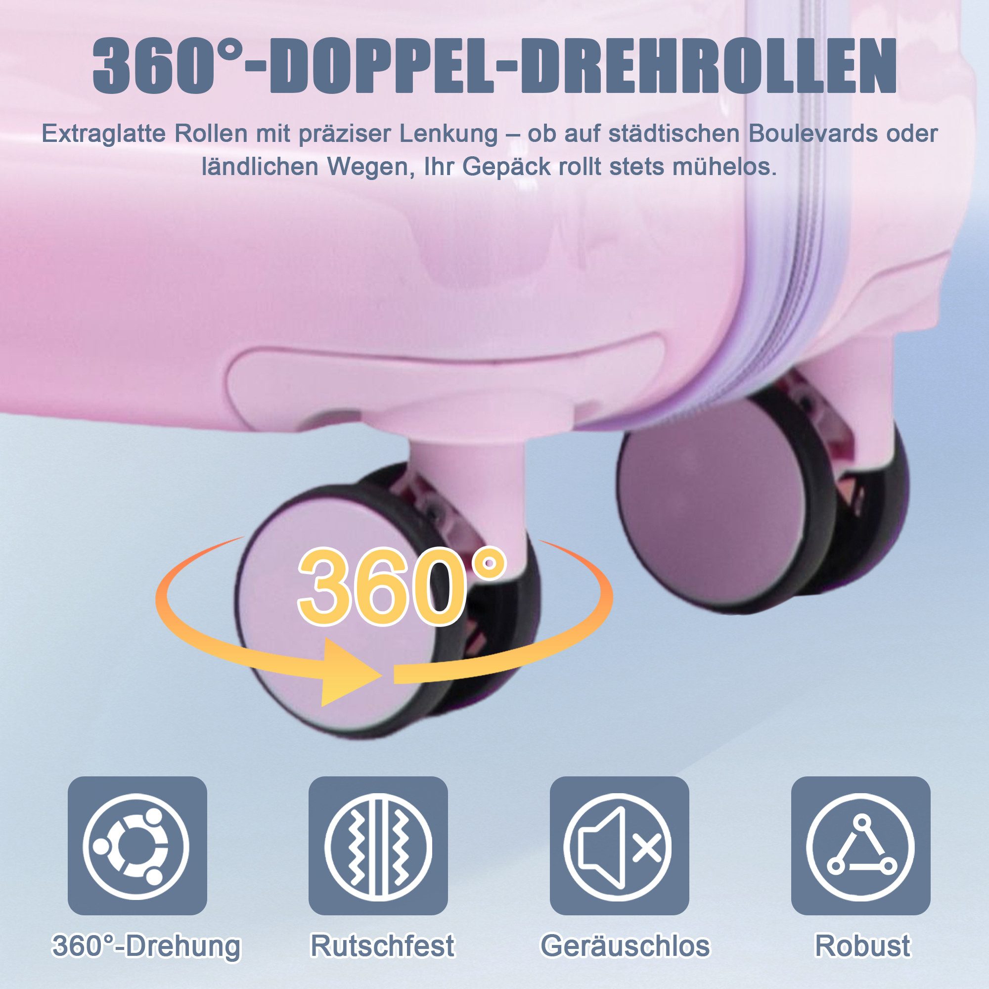 LVHOM Hartschalen-Trolley Handgepäck-Trolley&Koffer 2/4-St.14"/20"/24"/28", leise Rädern für Tour, Geschäftstrip, Familienurlaub, längere Erkundungen, Flughafen – Bild 5 von 5