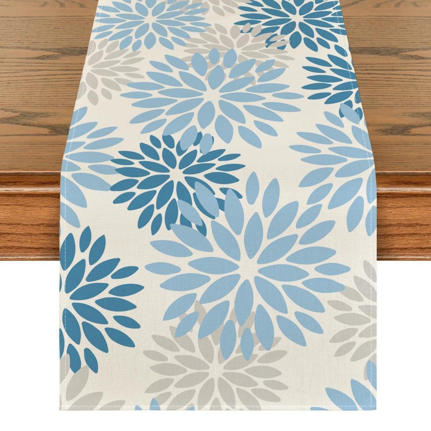 LuxusKollektion Tischläufer Tischläufer Blumen Lichtblau 40x240cm (1-tlg)
