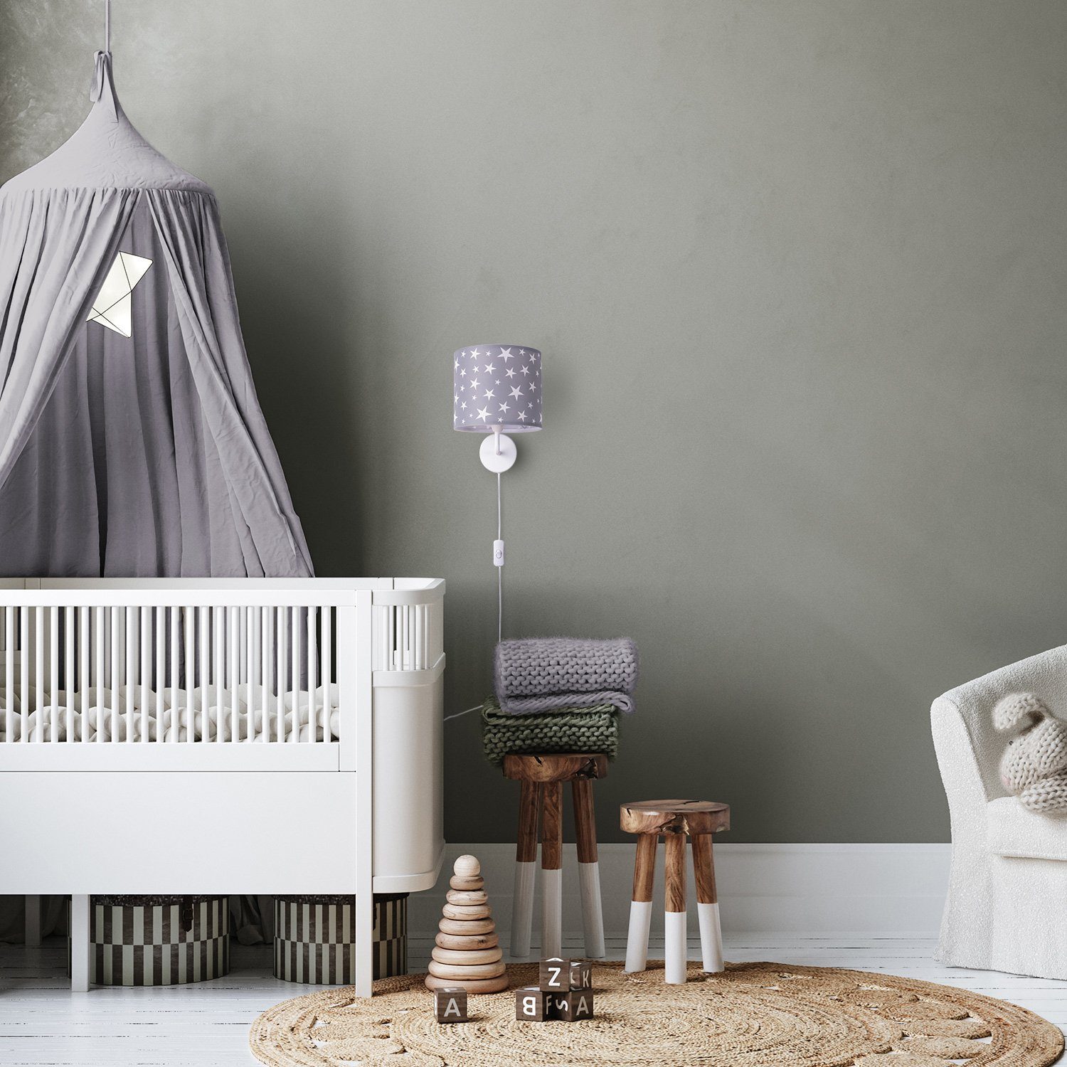 Paco Home 315, E14 Leuchtmittel, Lampe ohne Babyzimmer Sterne 3m Wandleuchte âˆ…18cm Capri Kabellänge Kinderzimmer