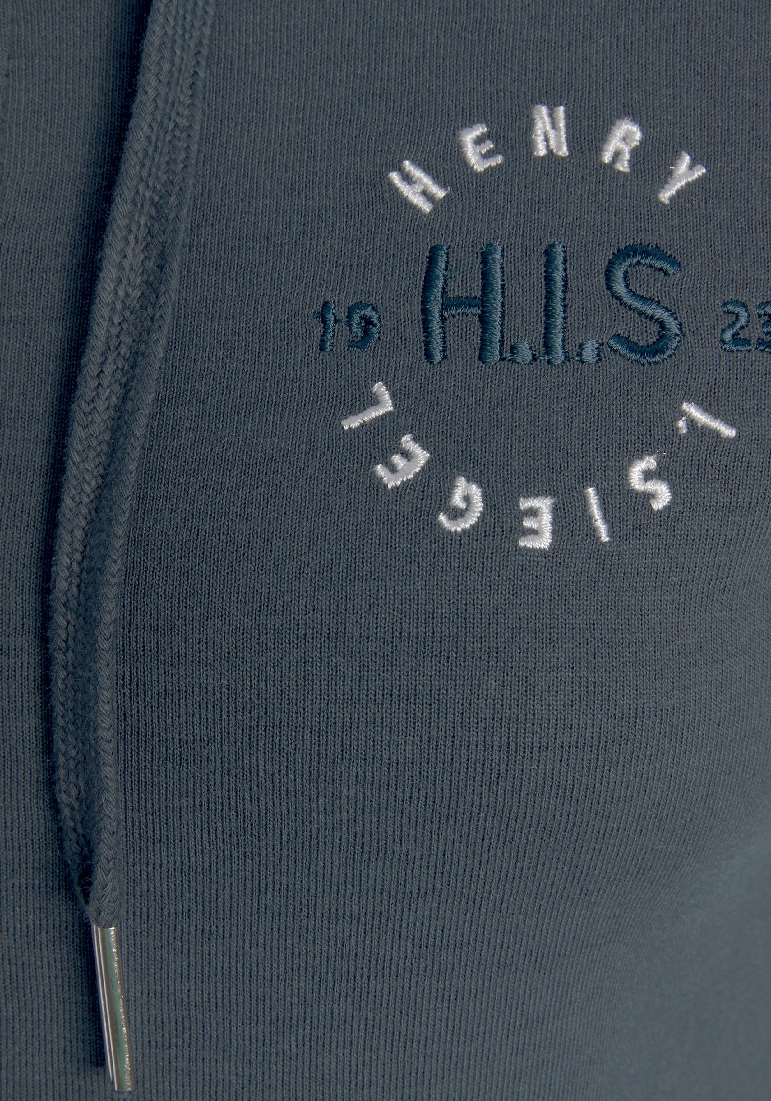 H.I.S Kapuzensweatjacke mit seitlichem Piping und kleiner Markenstickerei, Loungewear