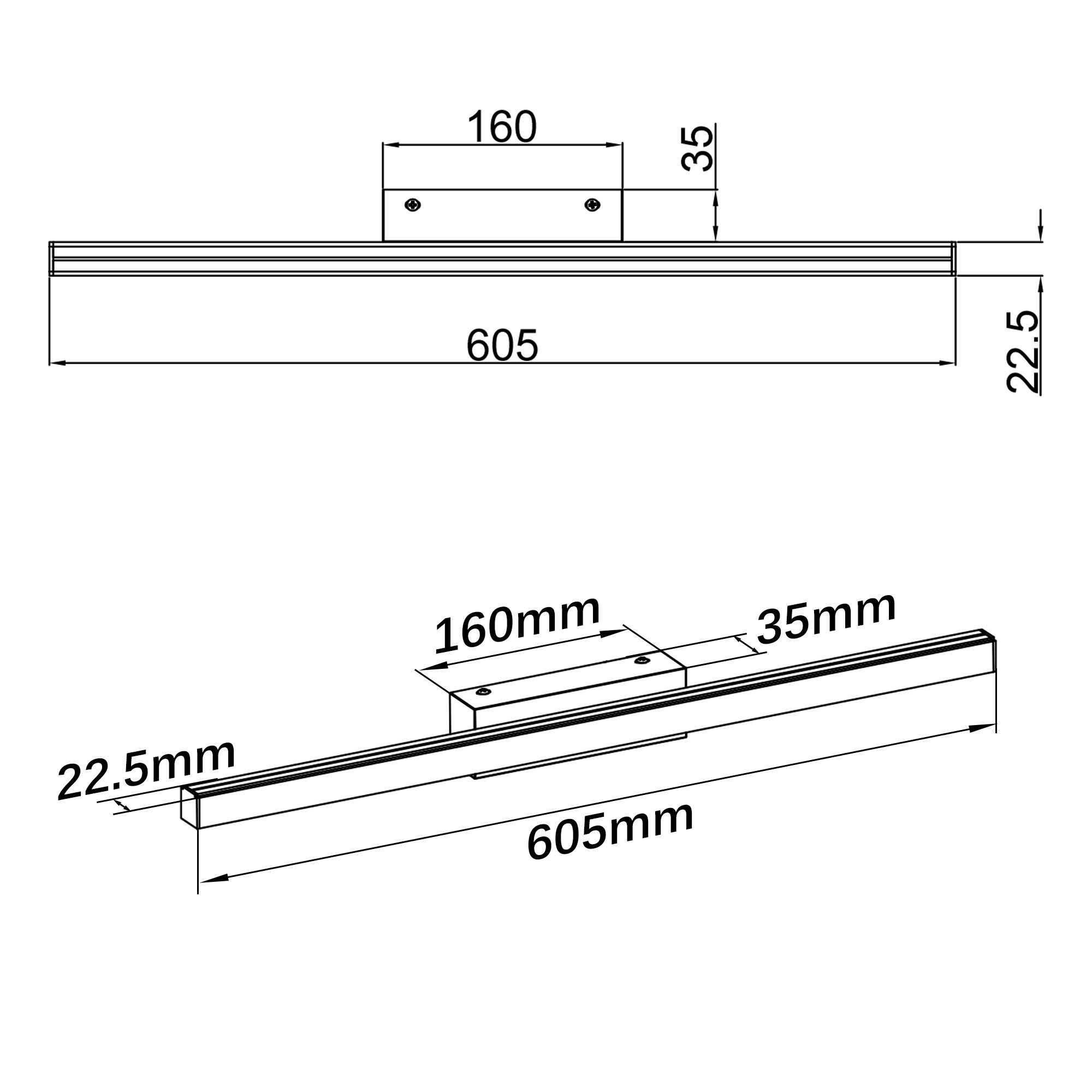 WDWRITTI Spiegelleuchte LED Spiegelleuchte Bad Spiegellampe Badezimmer Schwarz, kein Drehbar, Dehnbar, LED fest integriert, Tageslichtweiß, 60cm, energiesparender, Aluminium Lampenschirm. Reduzierter Preis € 39,99. Unverbindliche Preisempfehlung € 114,56