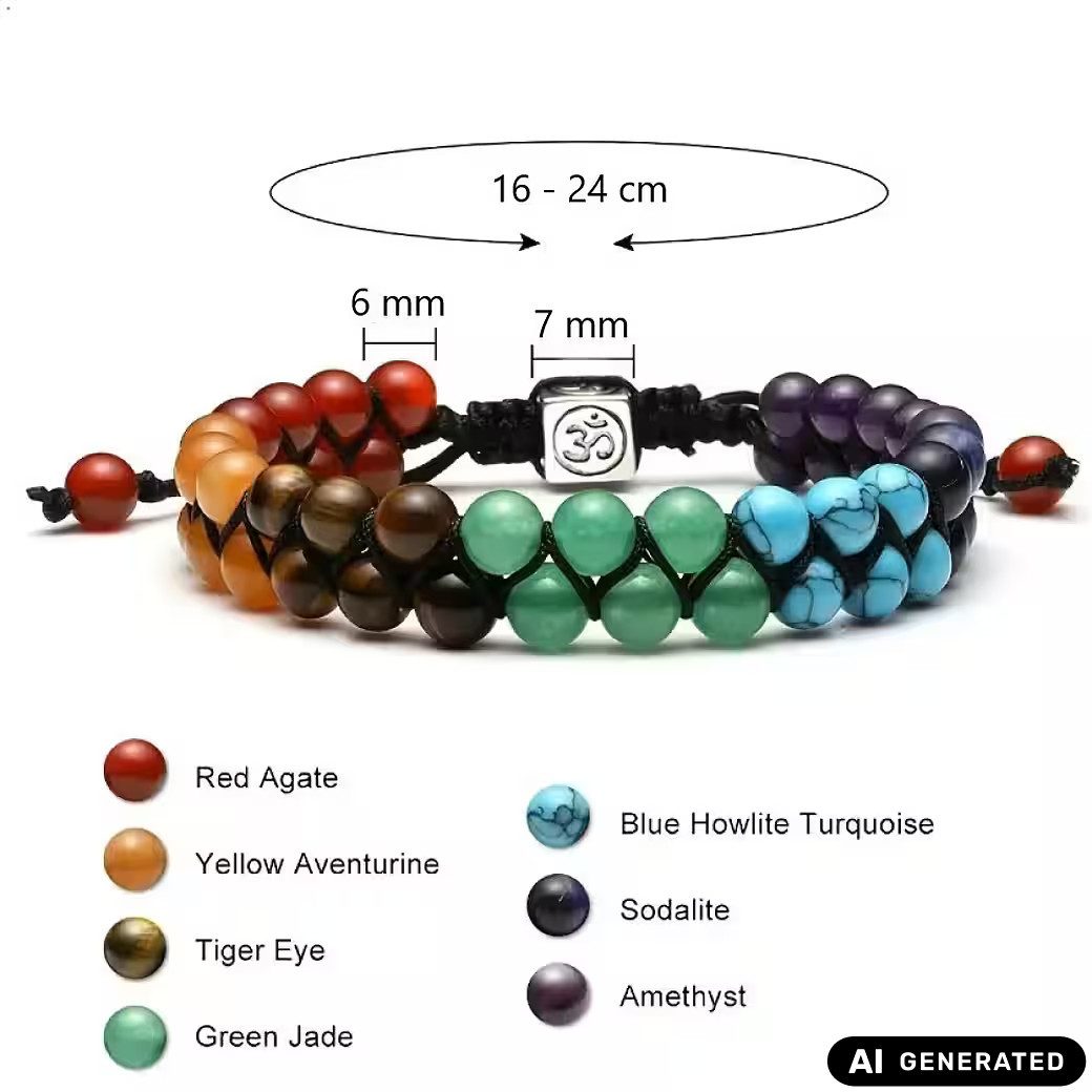 Ware aus aller Welt Perlenarmband Chakra Armband aus Naturstein – Verstellbar – Für Meditation & Yoga (1-tlg)