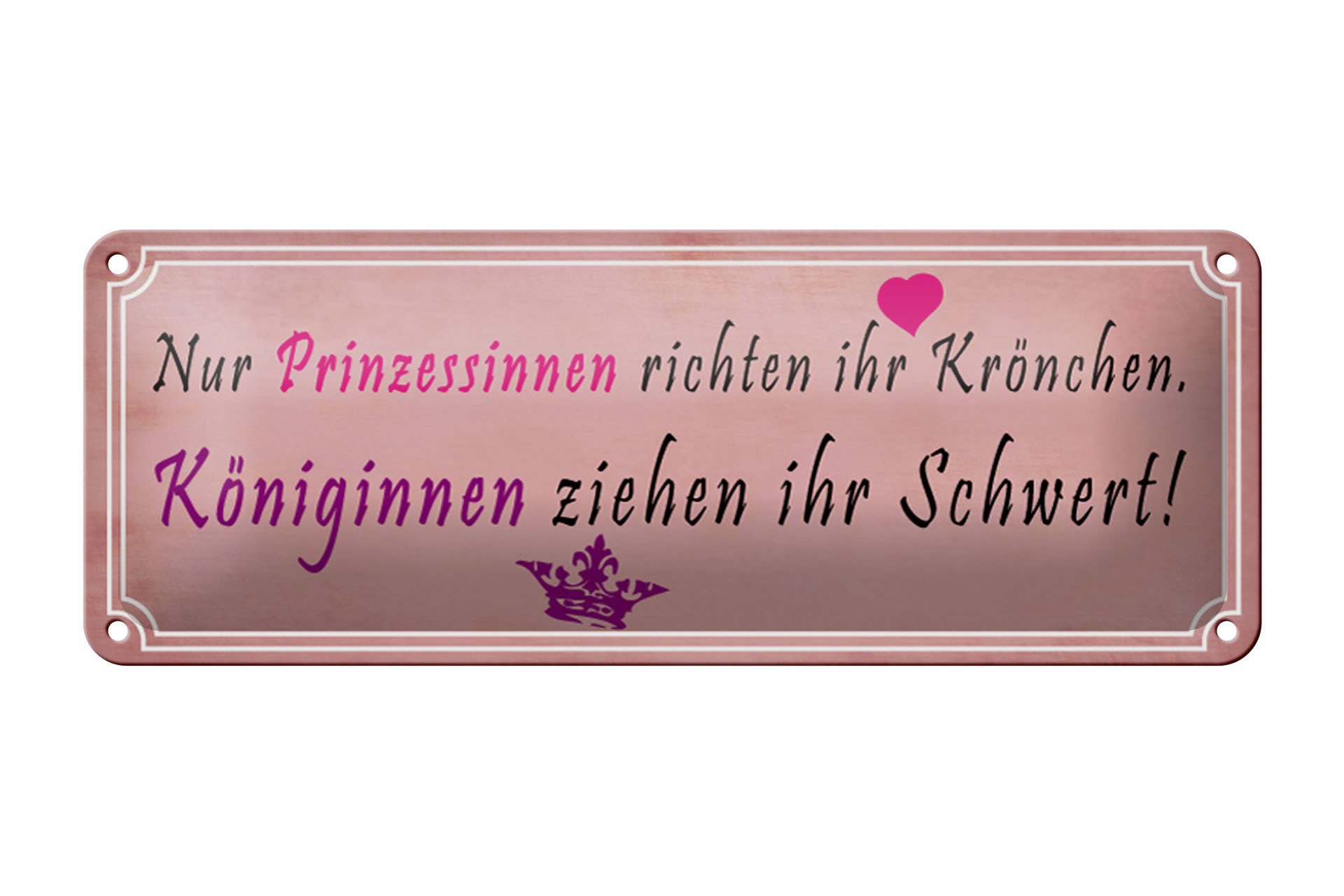 Metallschild Spruch 27x10cm Prinzessinnen richten Krönchen