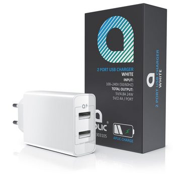 Aplic USB-Ladegerät (4800 mA, 2 Port Nezteil mit Smart Charge + Solid Charge, Leistungsstarke 24W)