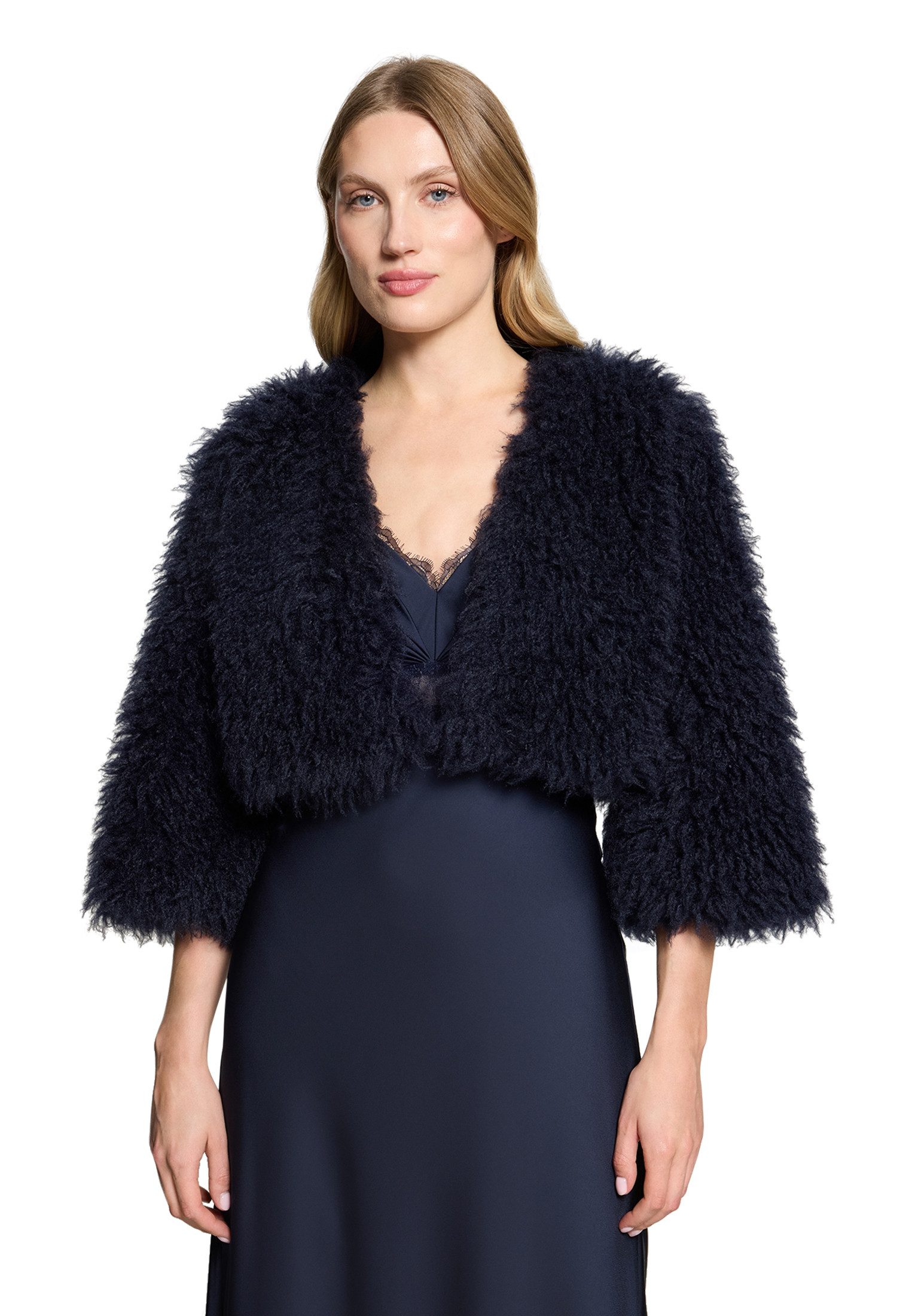 Vera Mont Fellimitatjacke Damen mit Rundhalsausschnitt