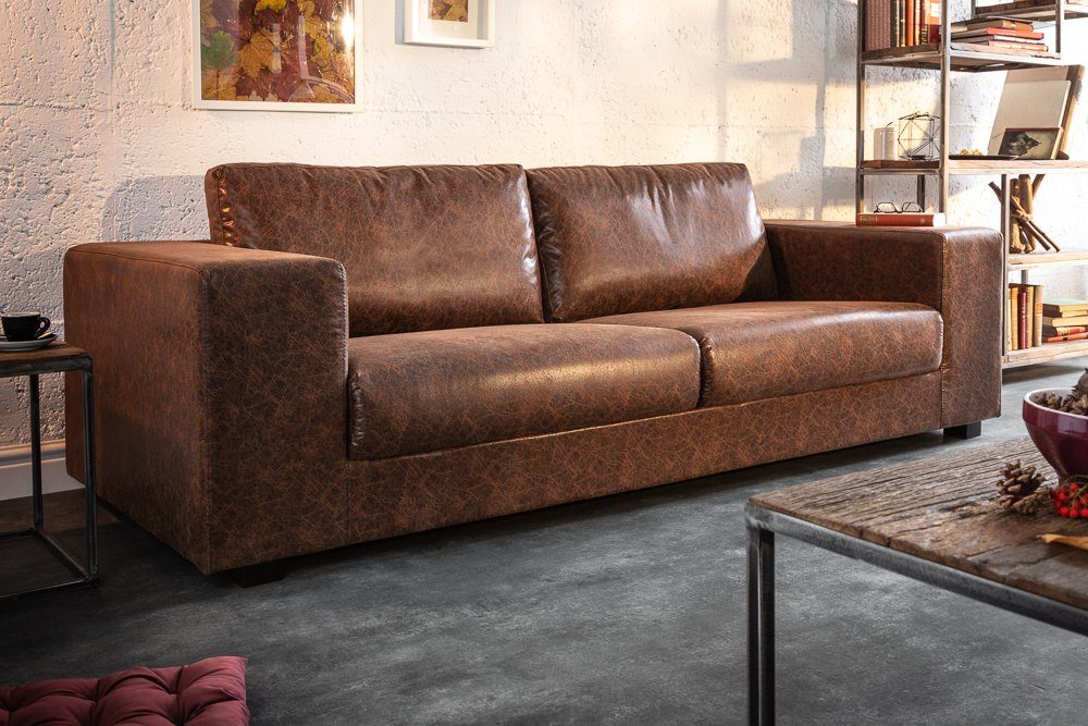 · · vintage Couch Sofa · Kunstleder · Wohnzimmer riess-ambiente · MR. 220cm LOUNGER Federkern Teile, Sitzer 1 3 Industrial braun,